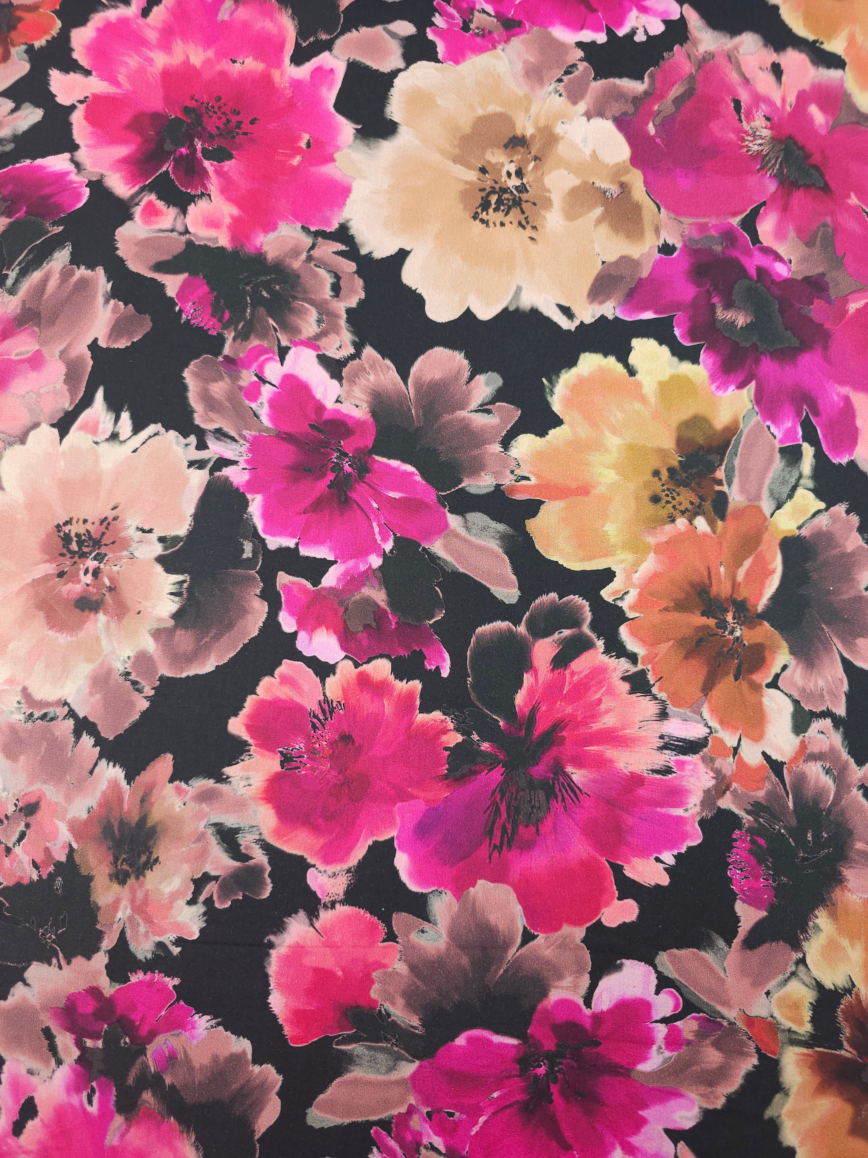 Magenta/Mauve Tahiti Floral Cotton Viscose 60"