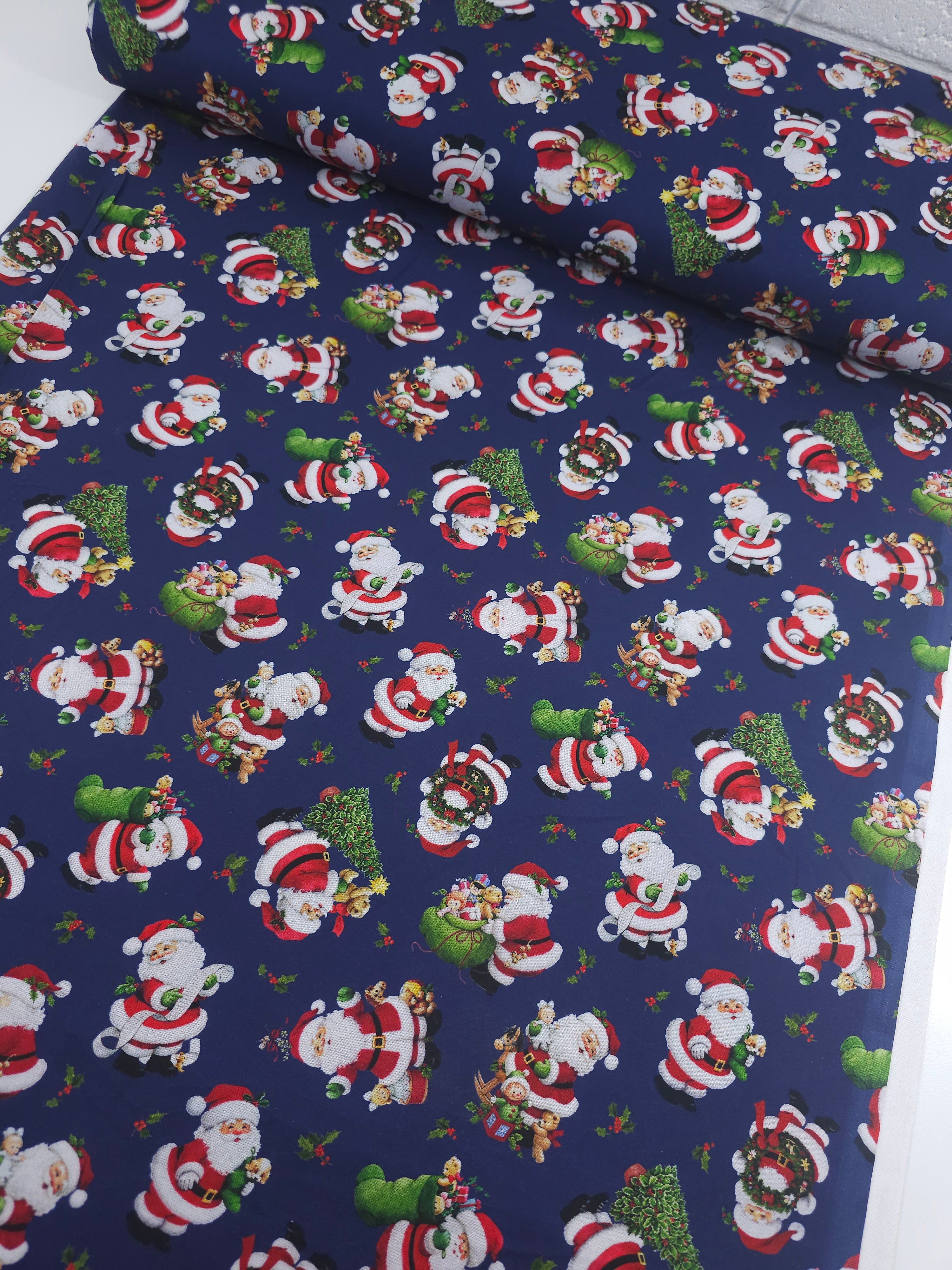 Navy Jolly Santa 100% Cotton