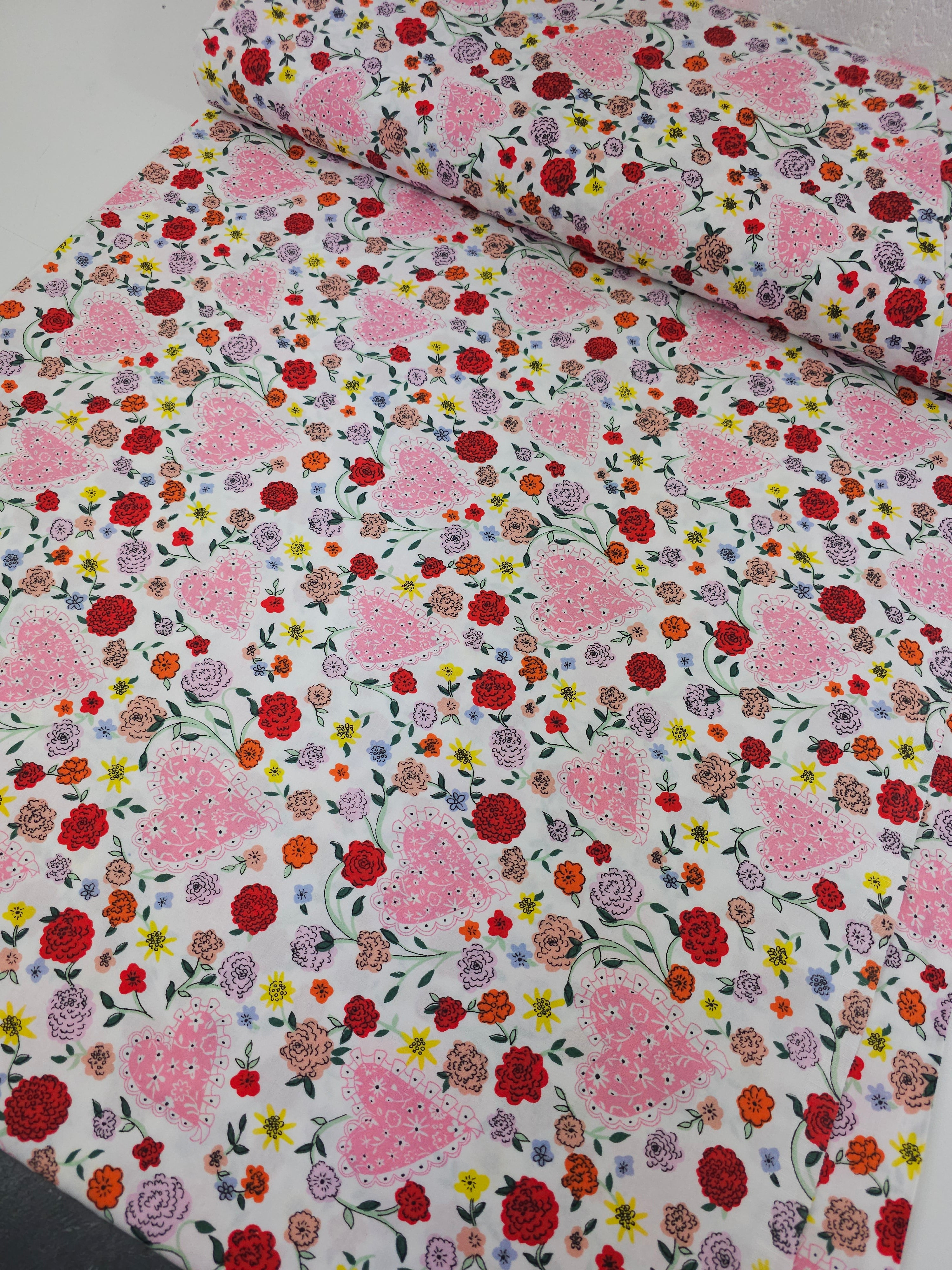 Floral Heart Brave Soul 100% Cotton 98" - Cath Kidston *EXTRA WIDE*