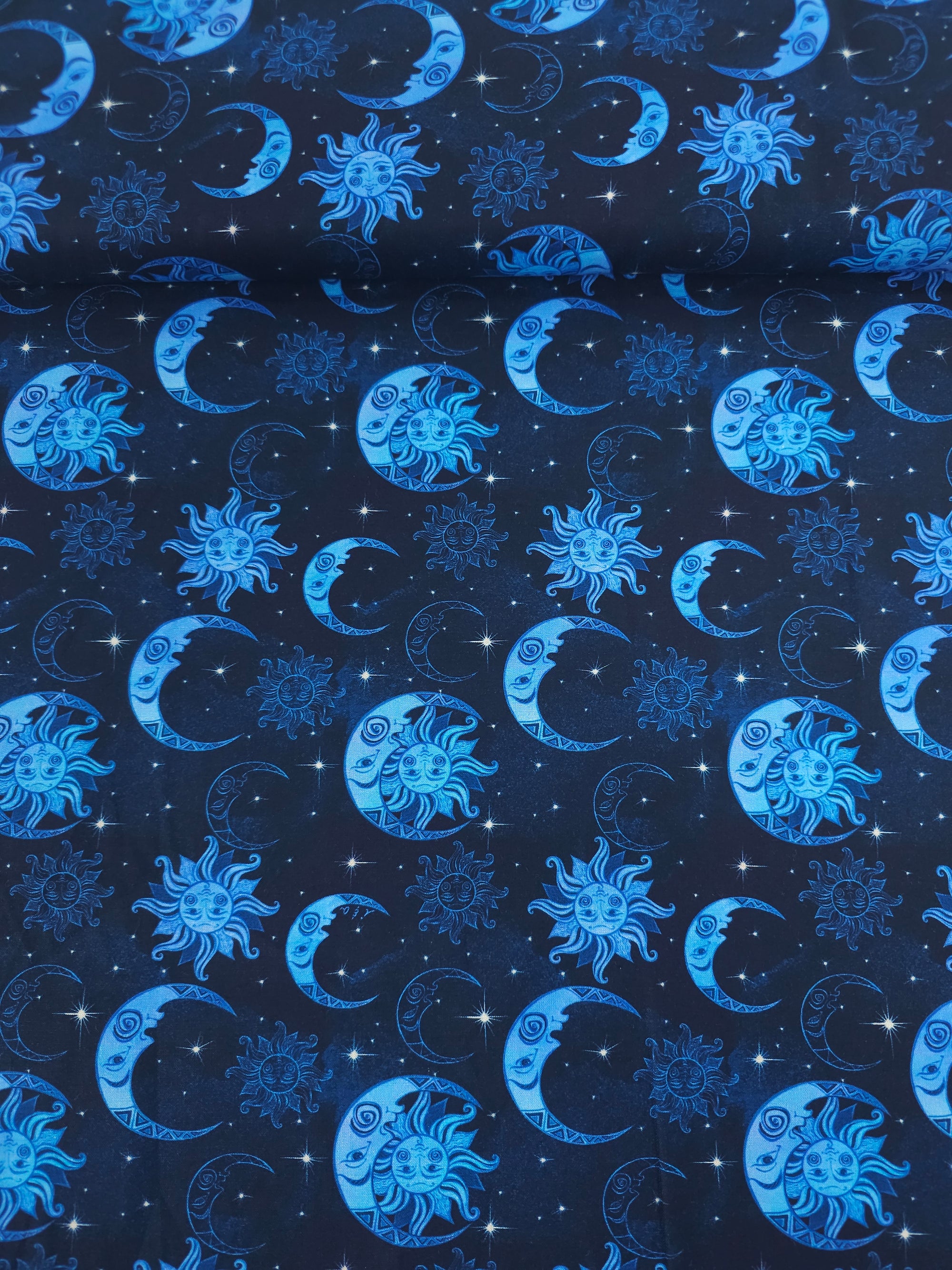 Navy Celestial Moon 100% Cotton