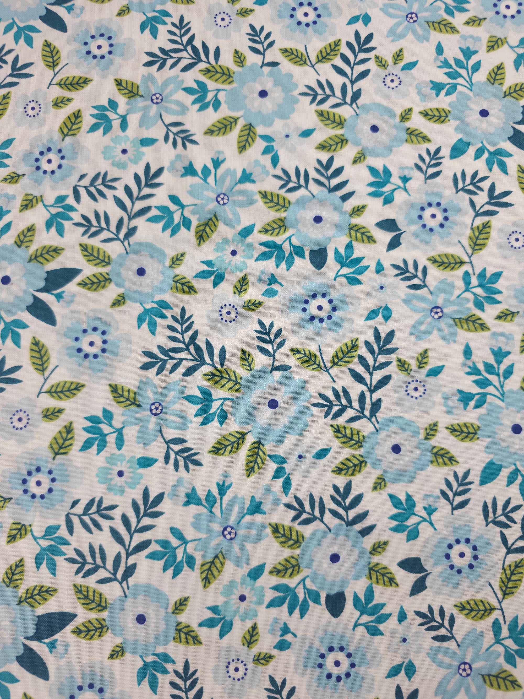 Light Blue Garden Bloom 100% Cotton