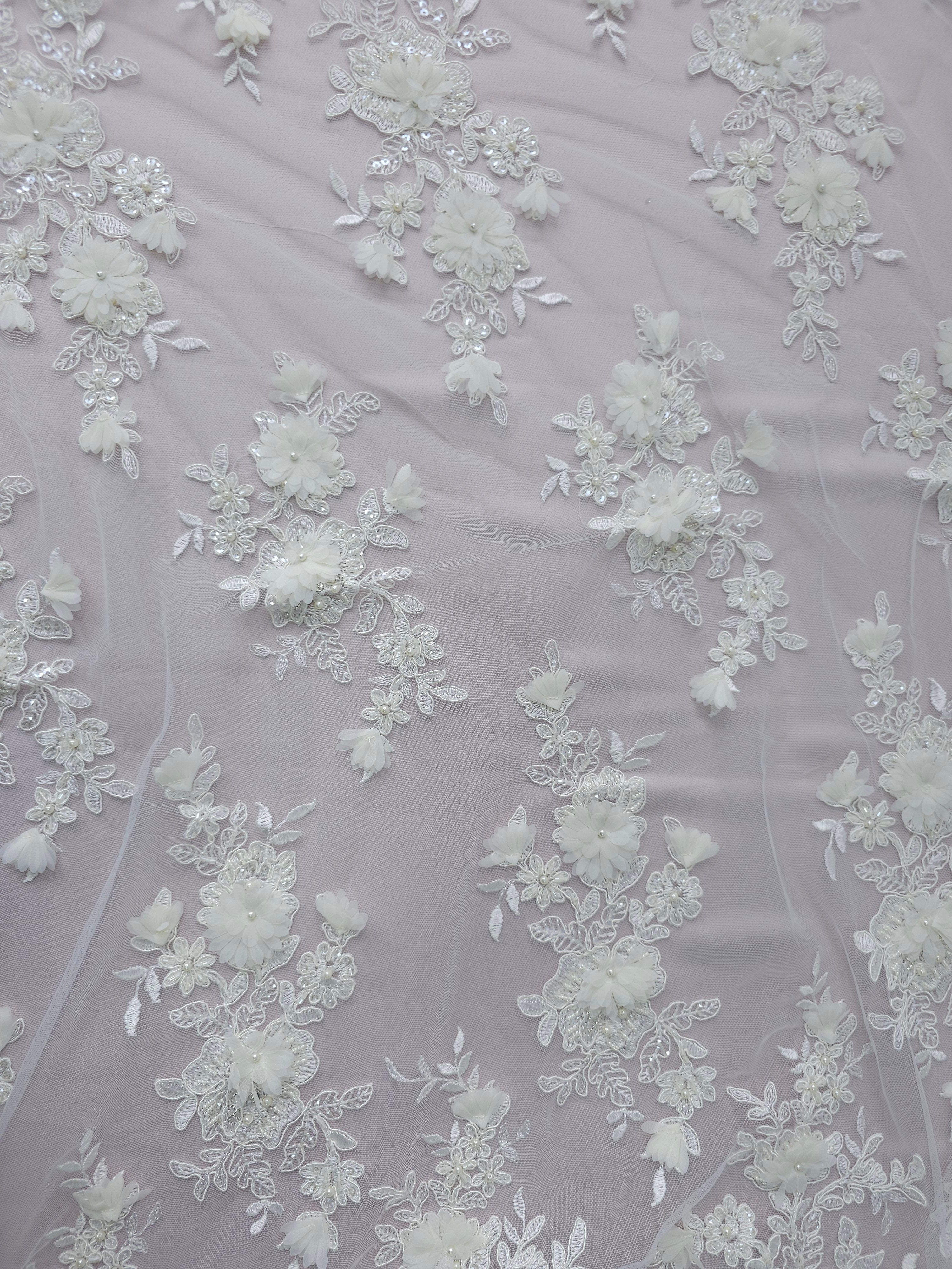 *Amelia* 3D Floral Beaded Lace