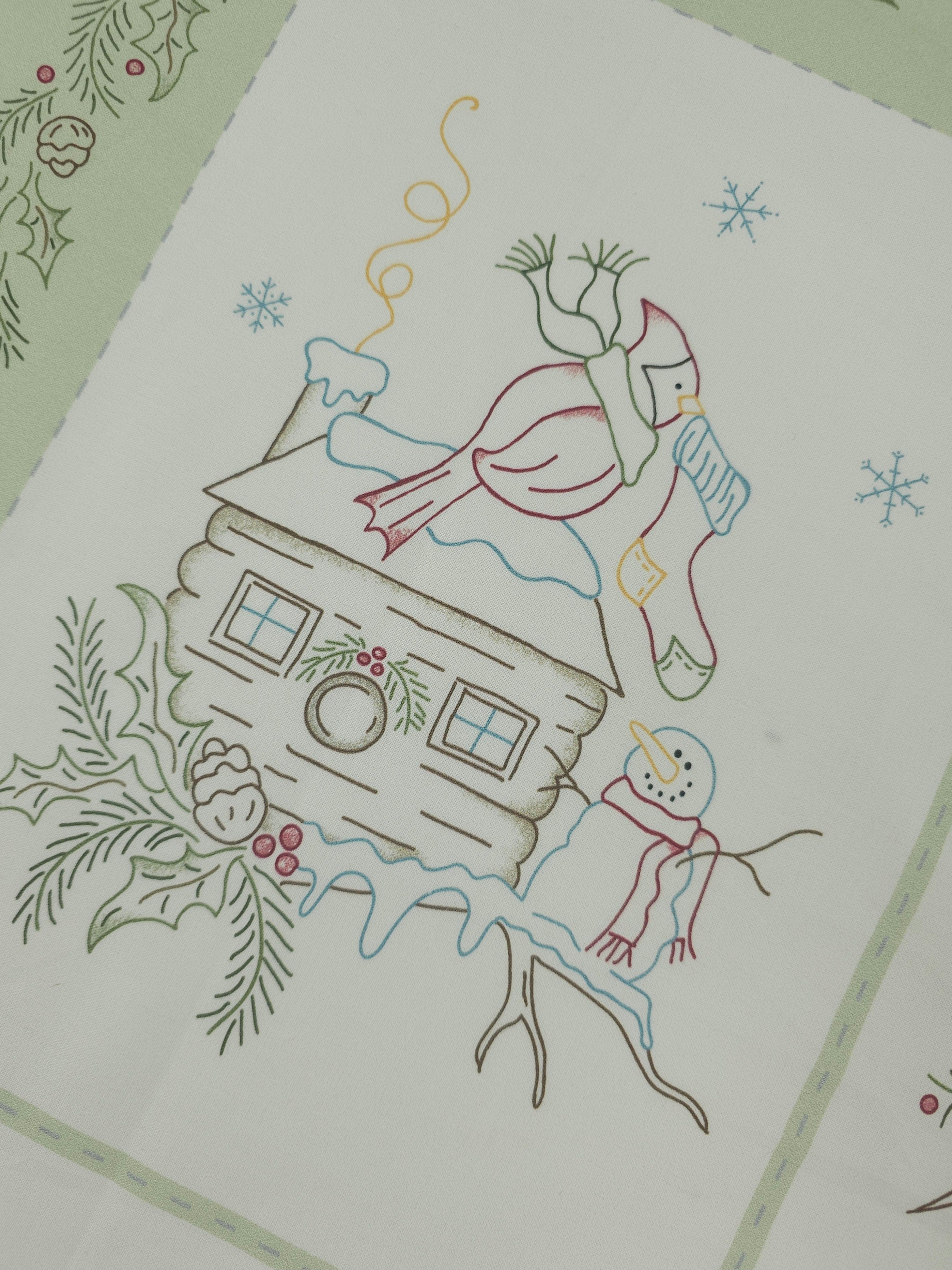 Christmas Song Bird 100% Cotton - 60cm Panel