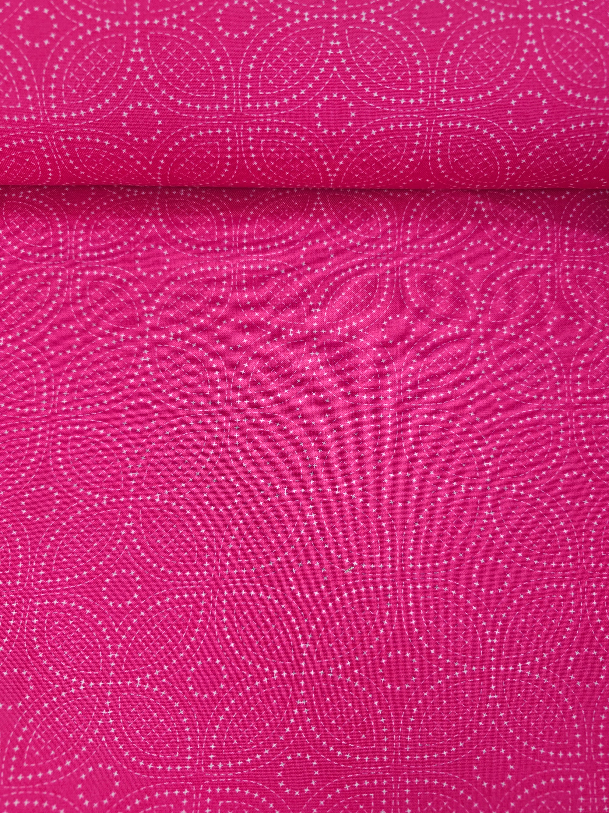 Hot Pink Dotty Petal Flower 100% Cotton