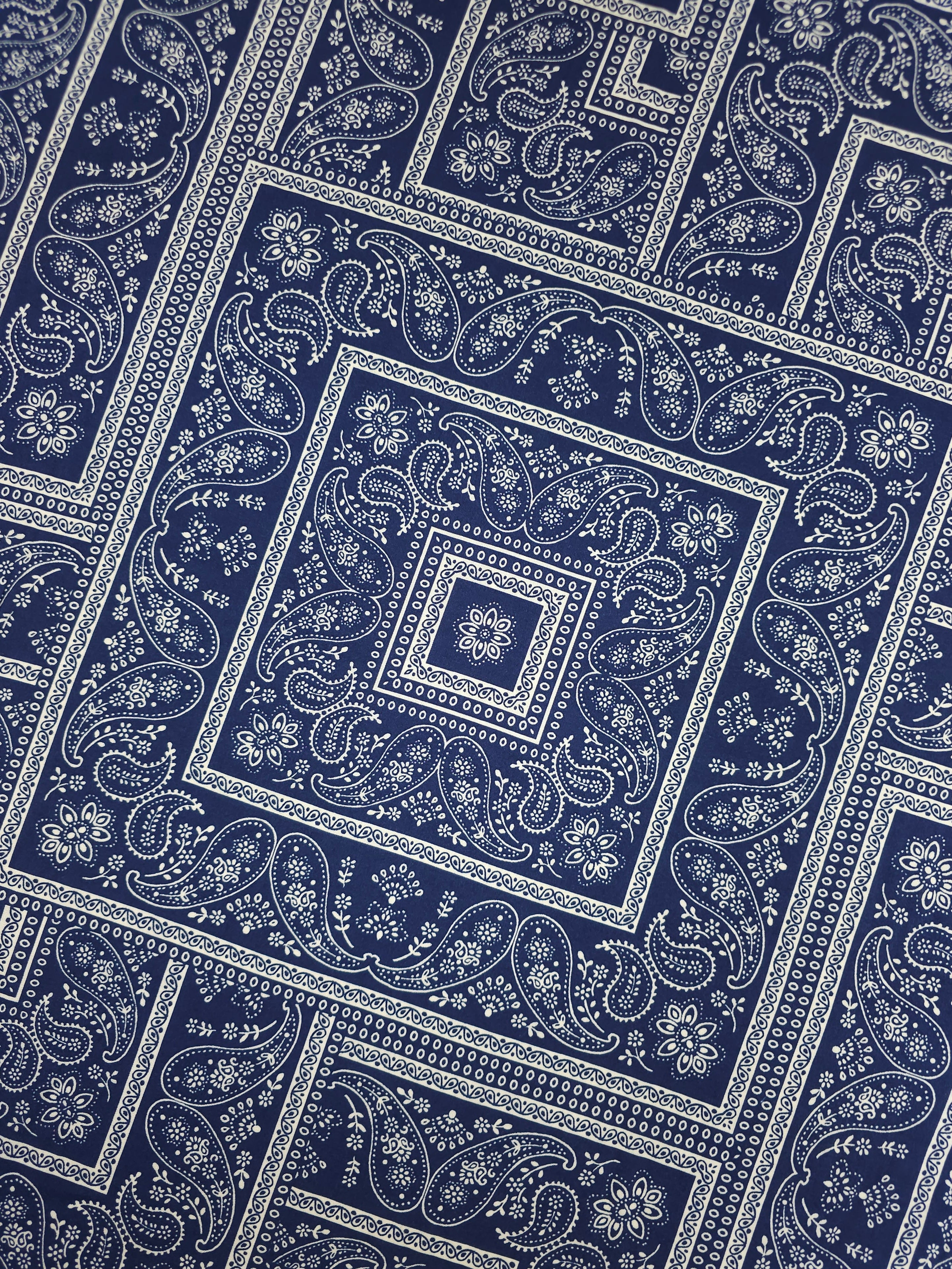 Navy/Ivory Bandana Square Viscose Challis