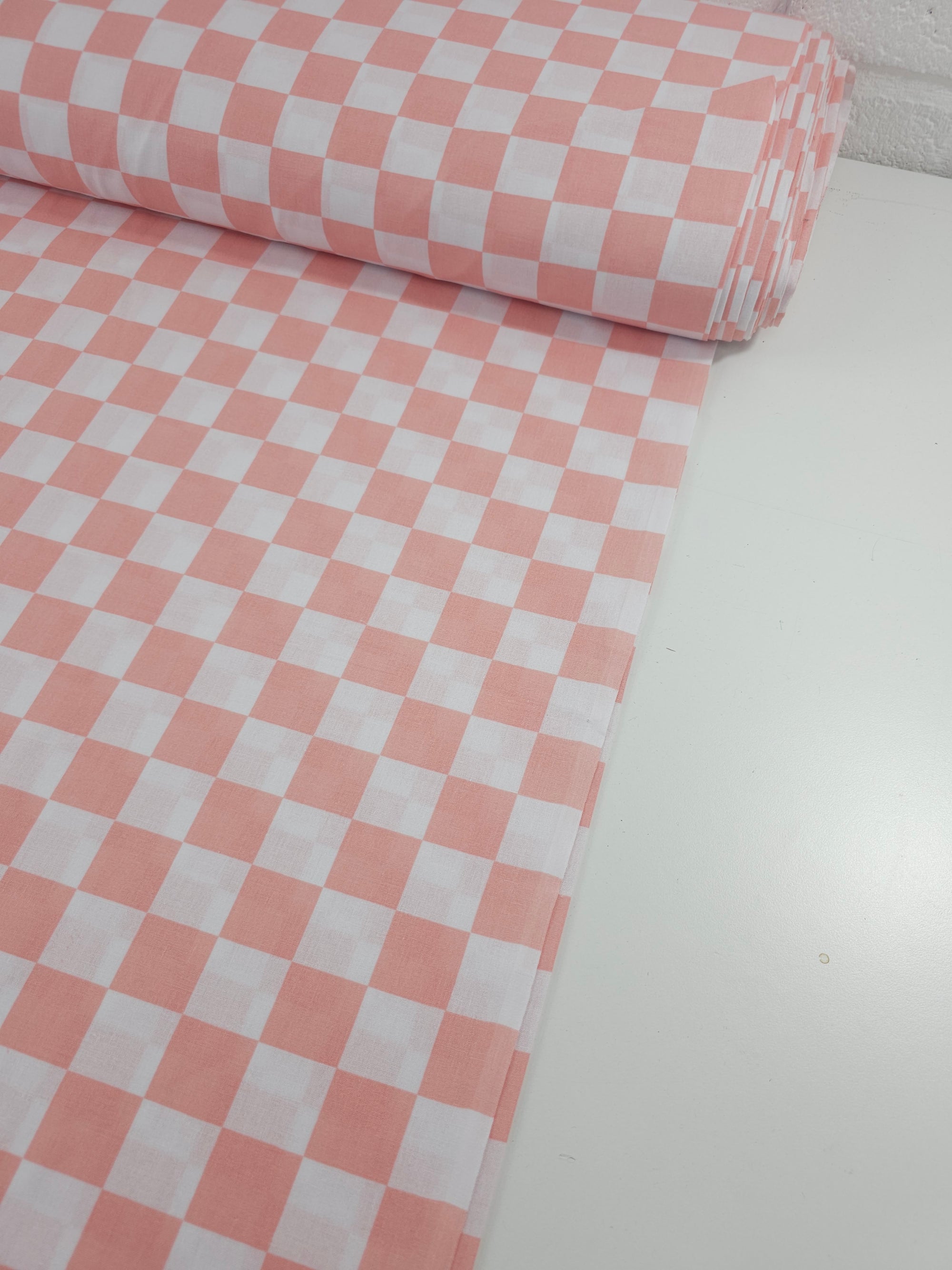 Candy Pink Checkerboard 100% Cotton 102" *EXTRA WIDE*