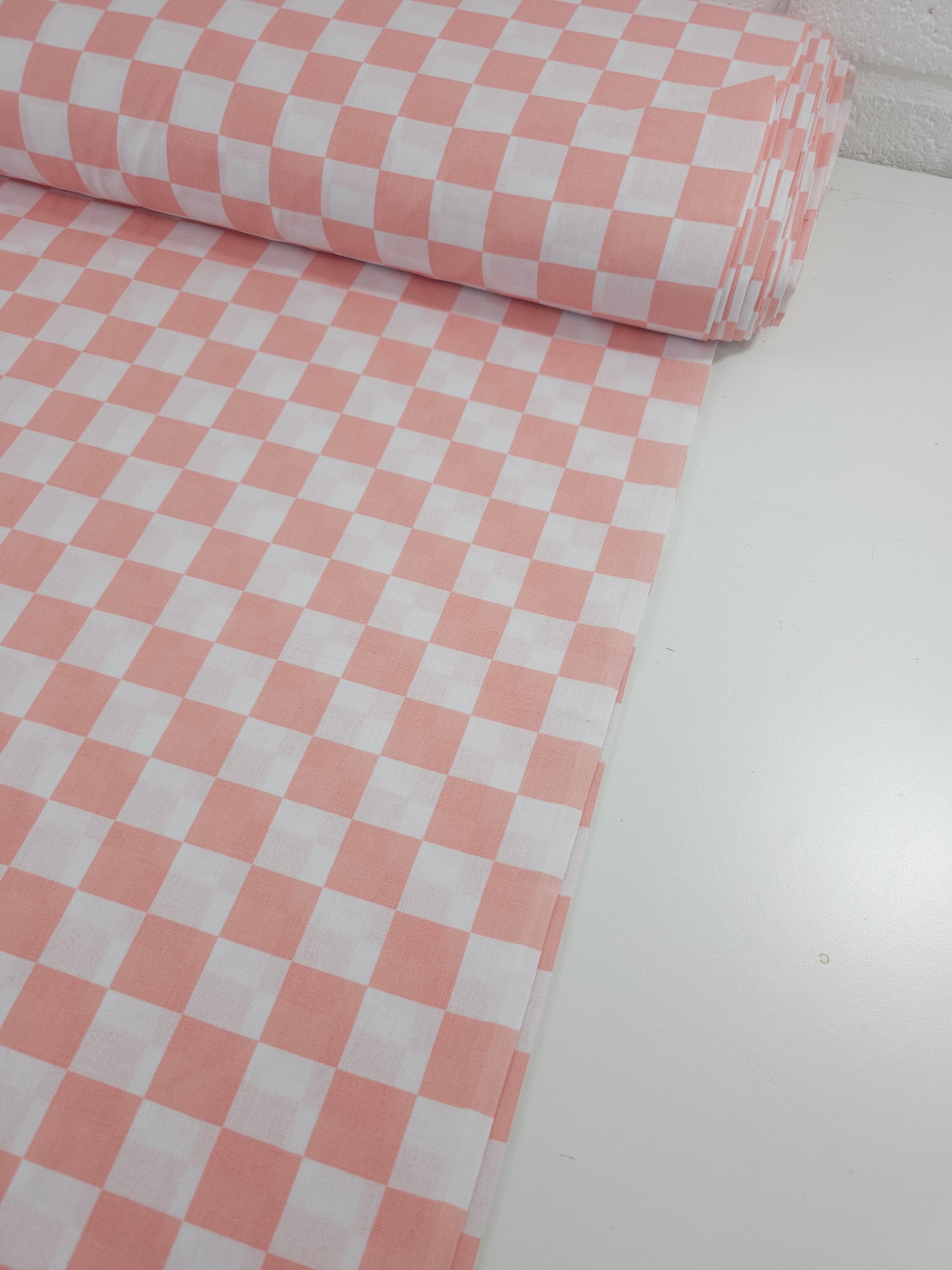 Candy Pink Checkerboard 100% Cotton 102" *EXTRA WIDE*