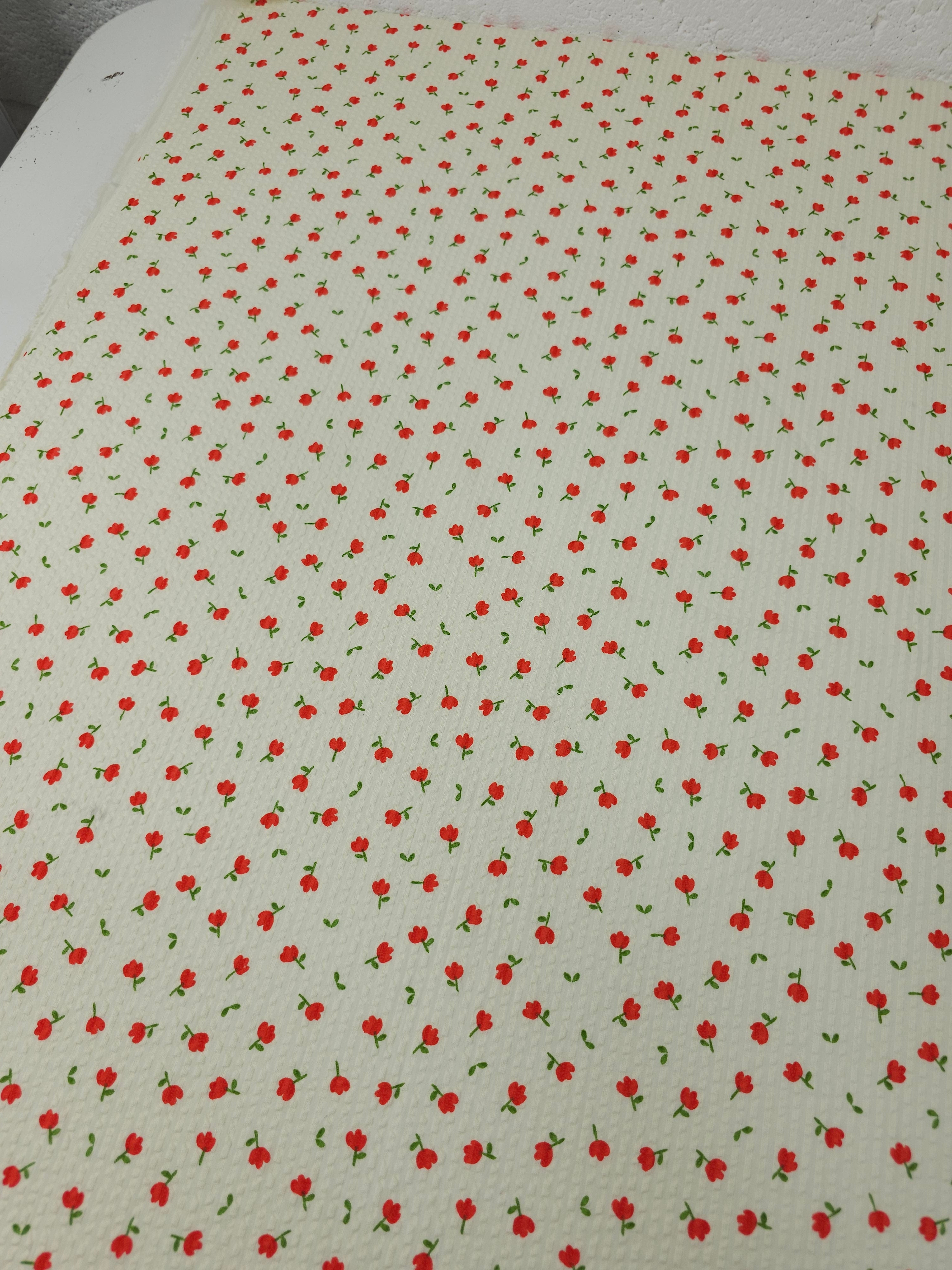 Cream/Red Mini Ditsy Poppy Cotton SeerSucker