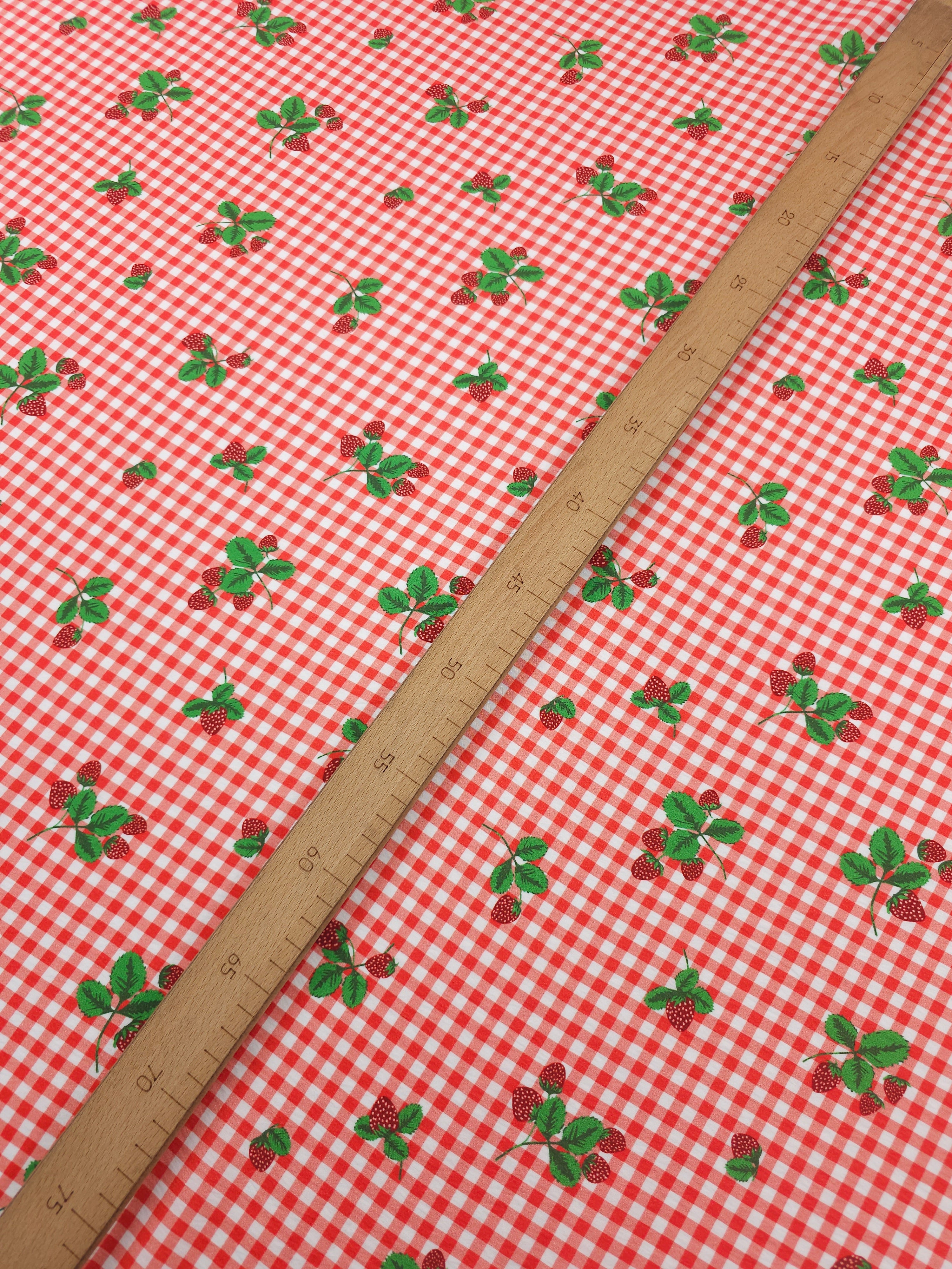 Red Ditsy Strawberry Gingham Viscose Modal
