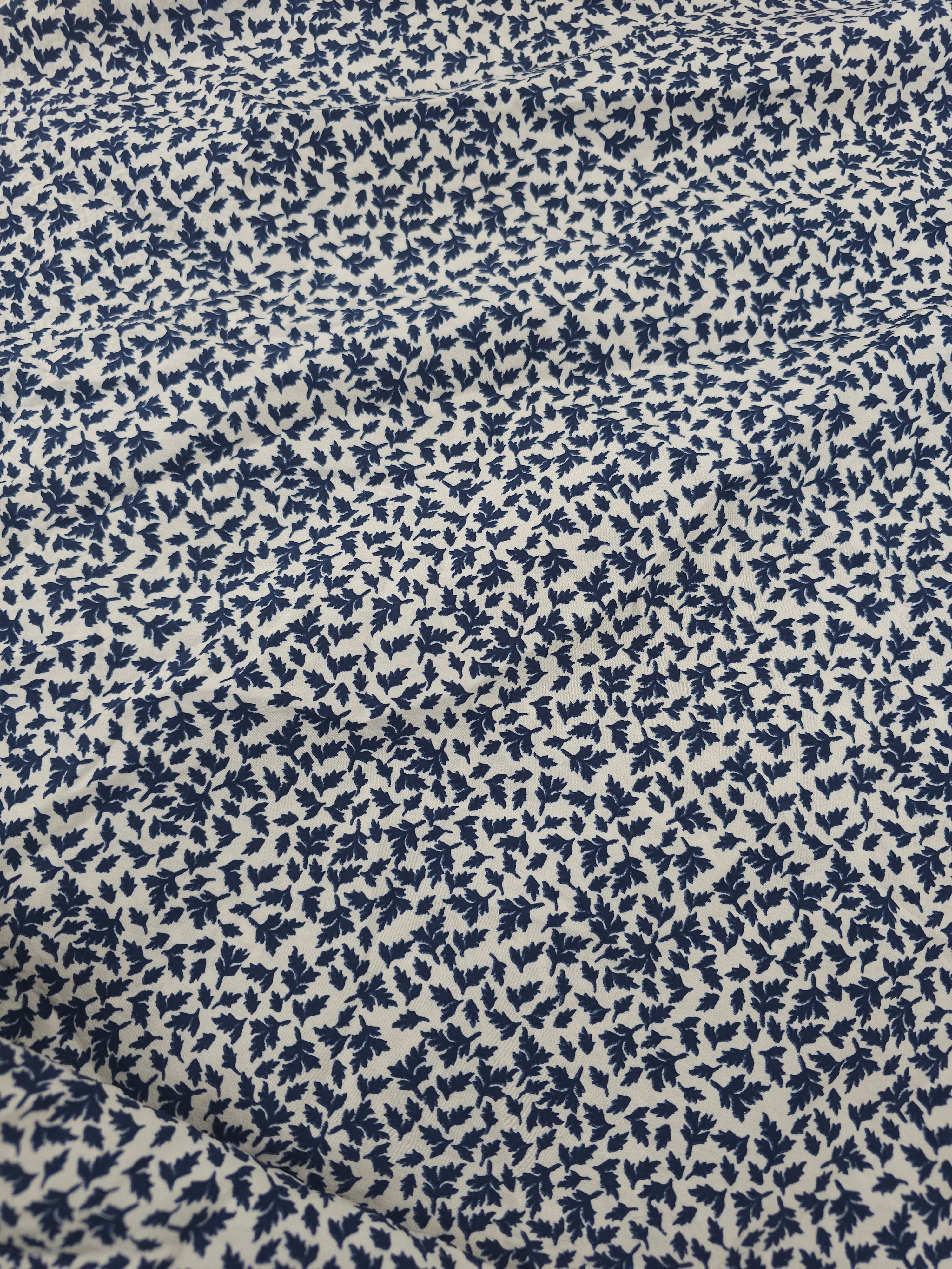 Navy leaf Viscose crepe- 2m piece