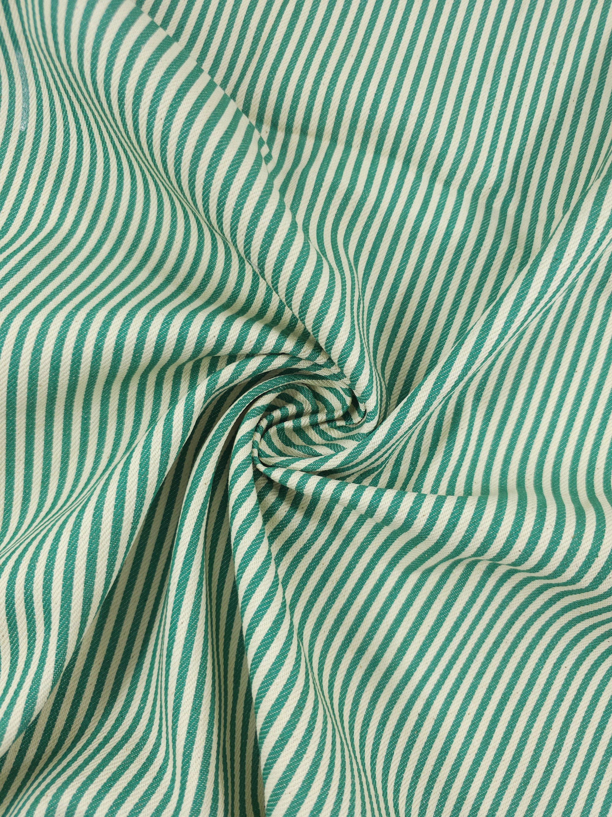 Minty Green/Ivory Stripe Denim