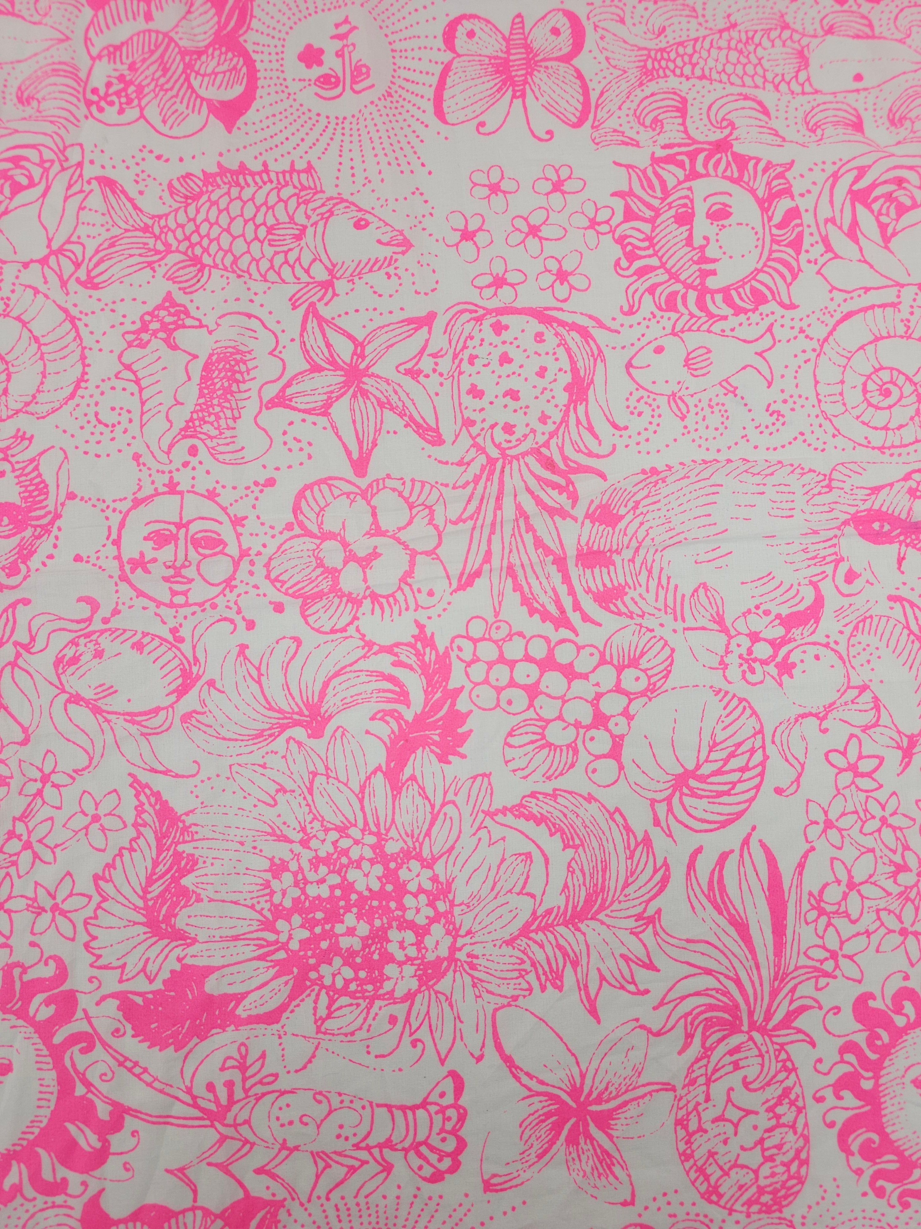 Bright Pink/White Celestial Sea Floral Lightweight Cotton - Lilly Pulitzer