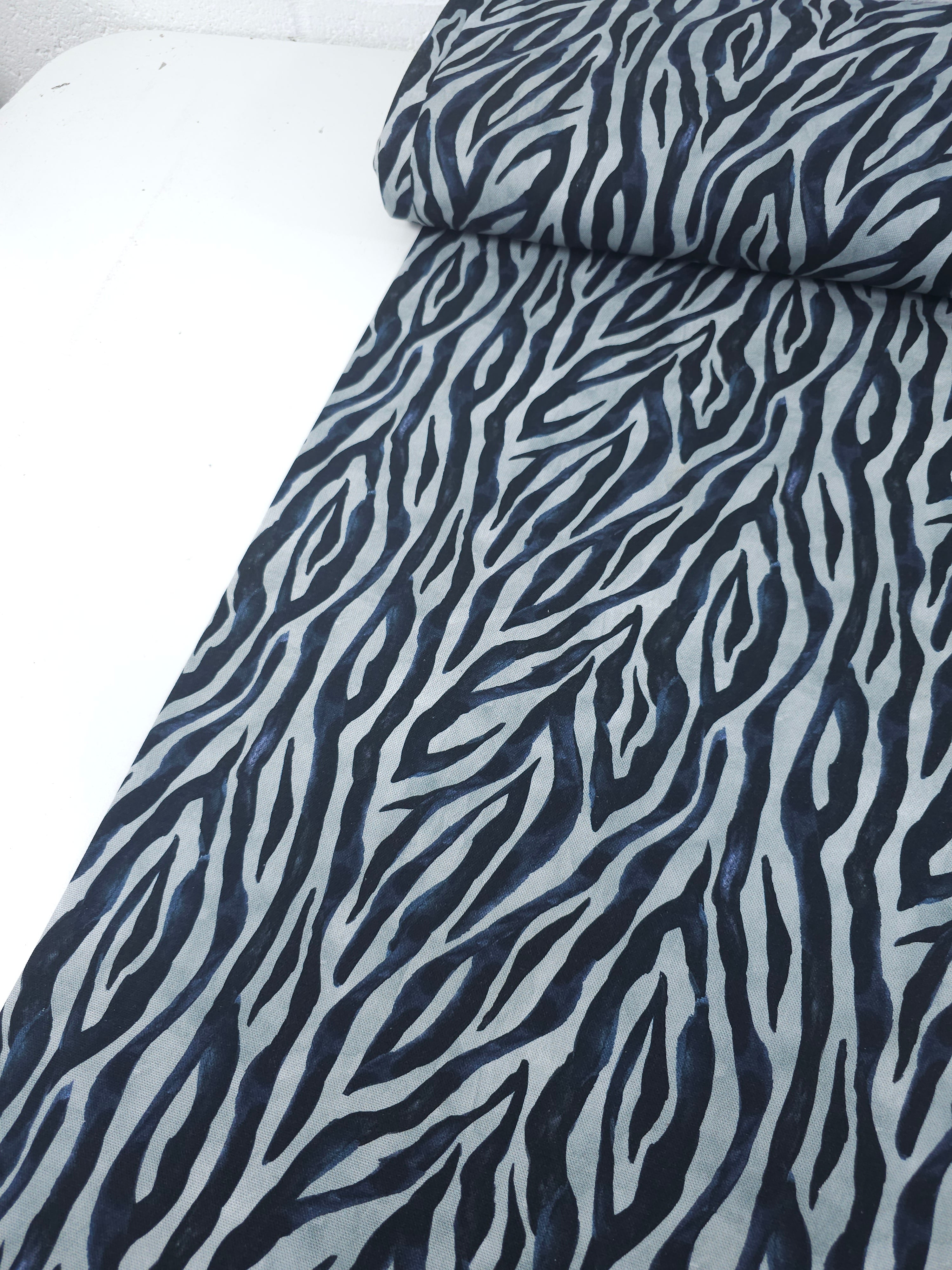 Navy Zebra Stripe Canvas Cotton