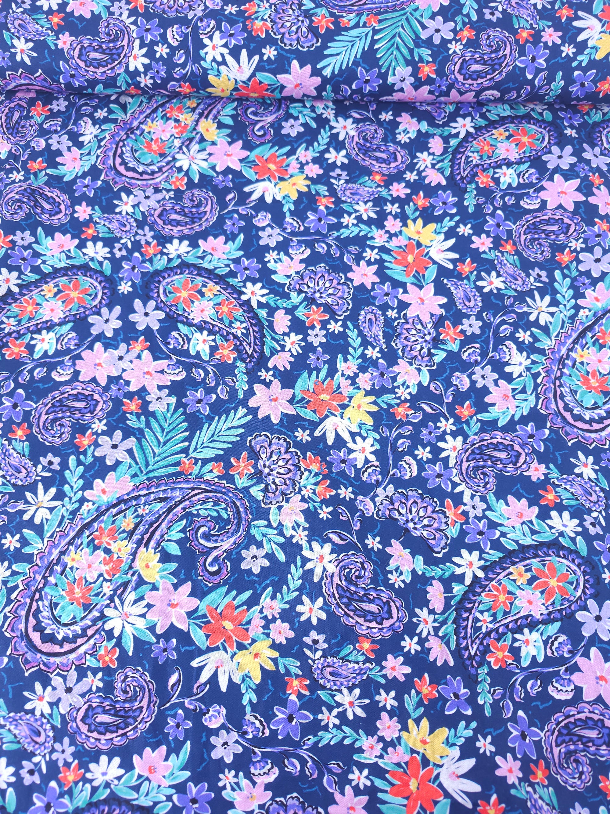 Purple Floral Paisley Meadow 100% Cotton