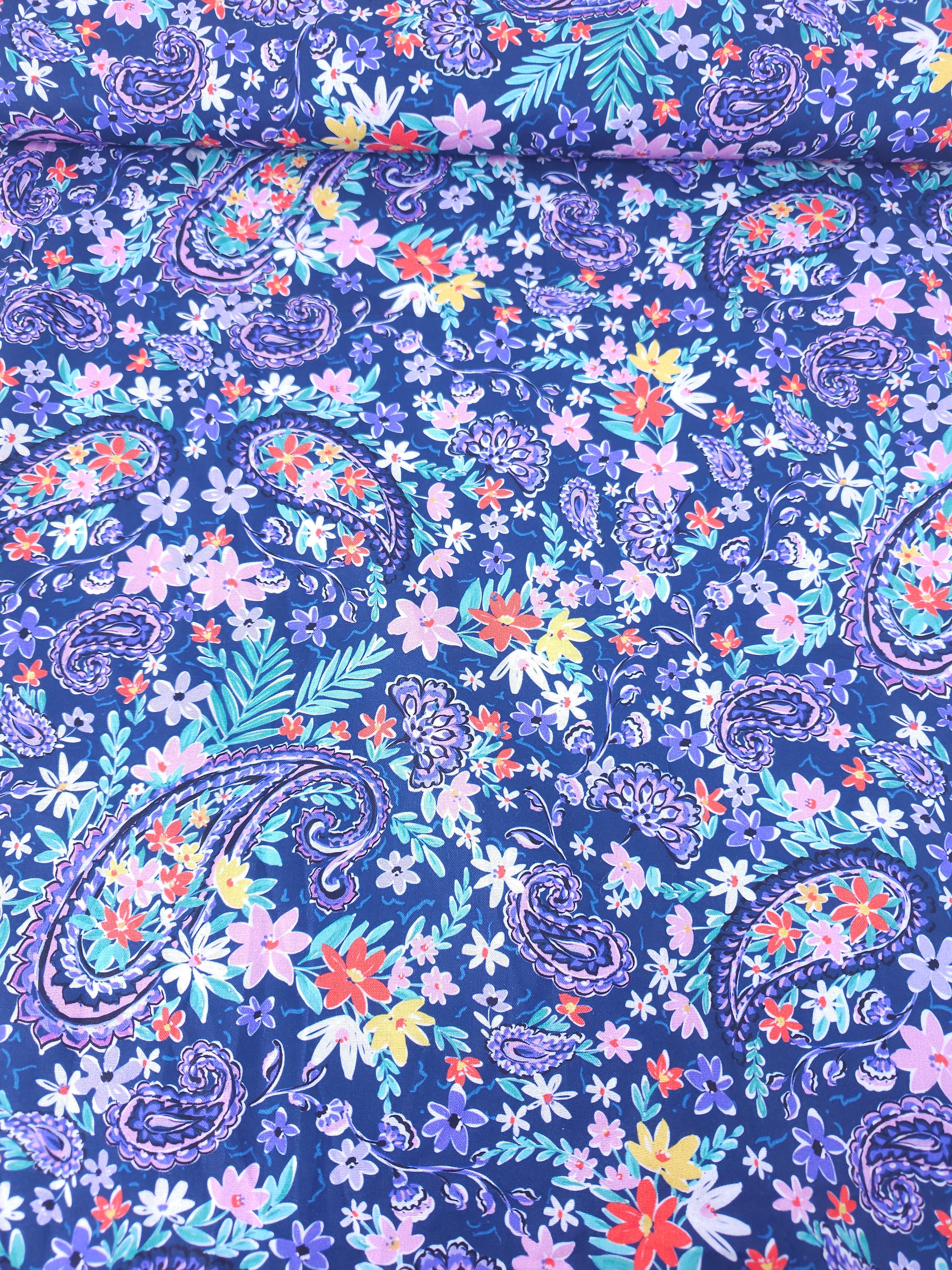 Purple Floral Paisley Meadow 100% Cotton