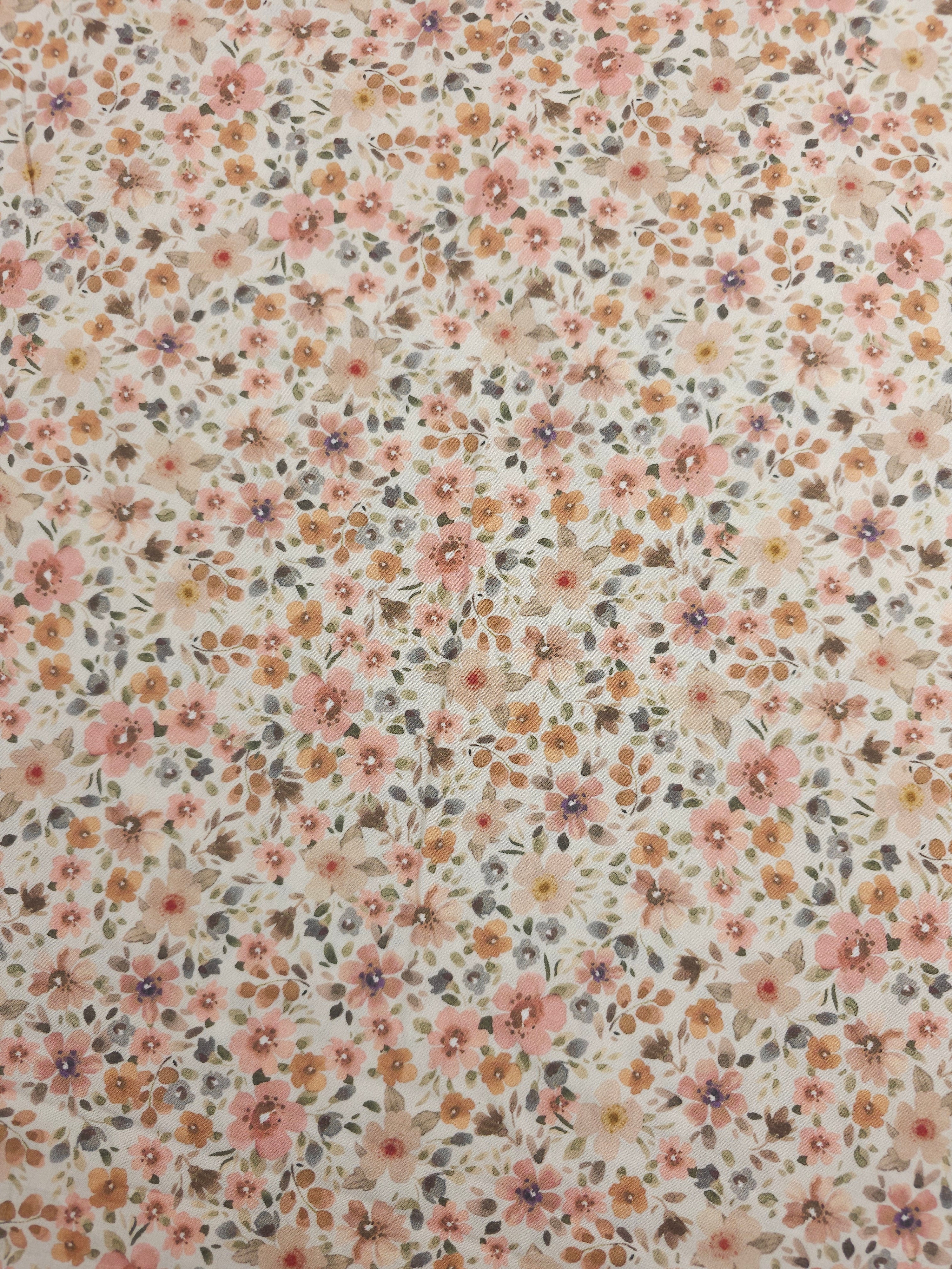 Retro Pink/Peach Bloom Florals Lightweight Cotton 55"