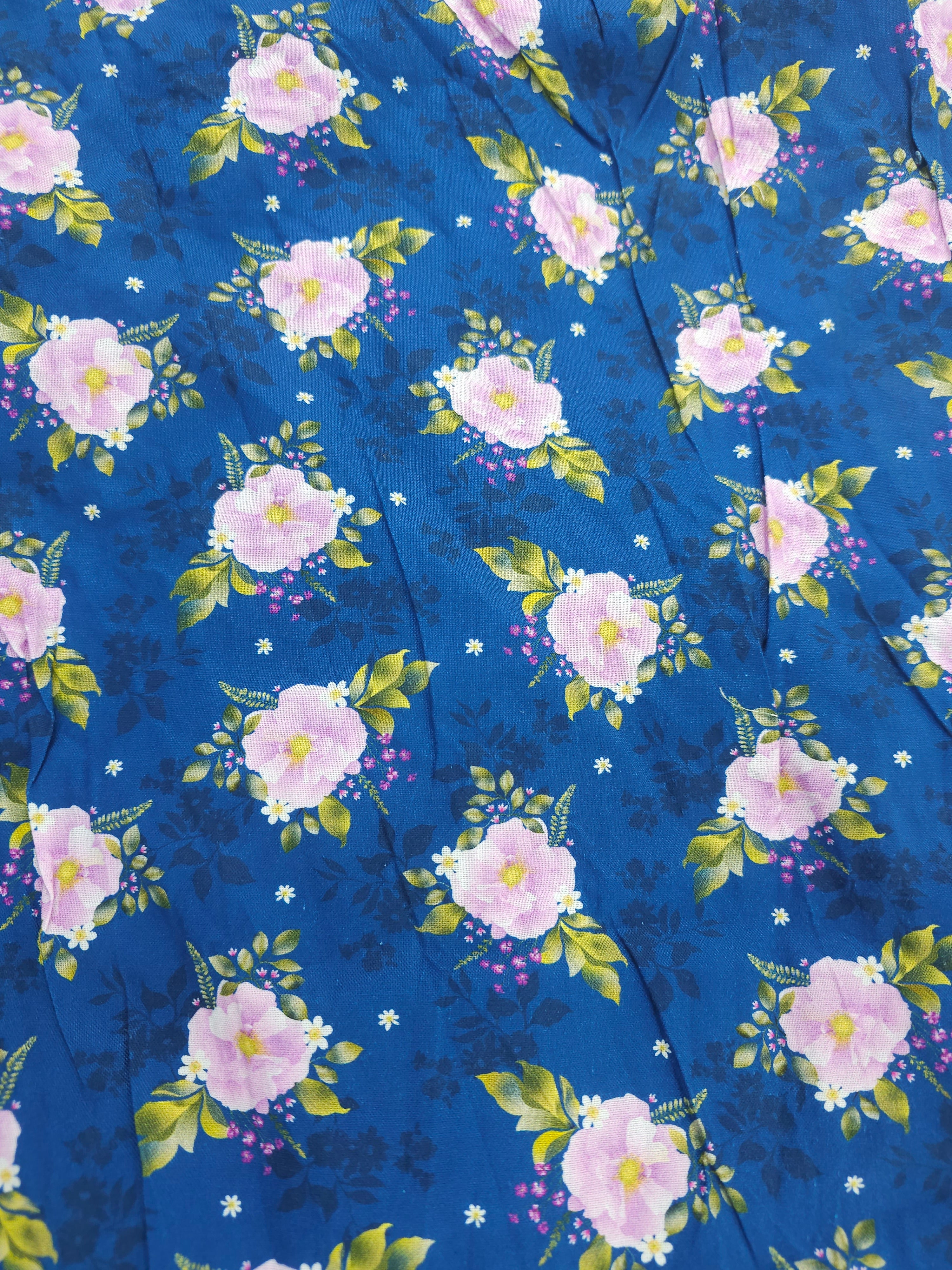 Blue floral Cotton- 3.7m piece