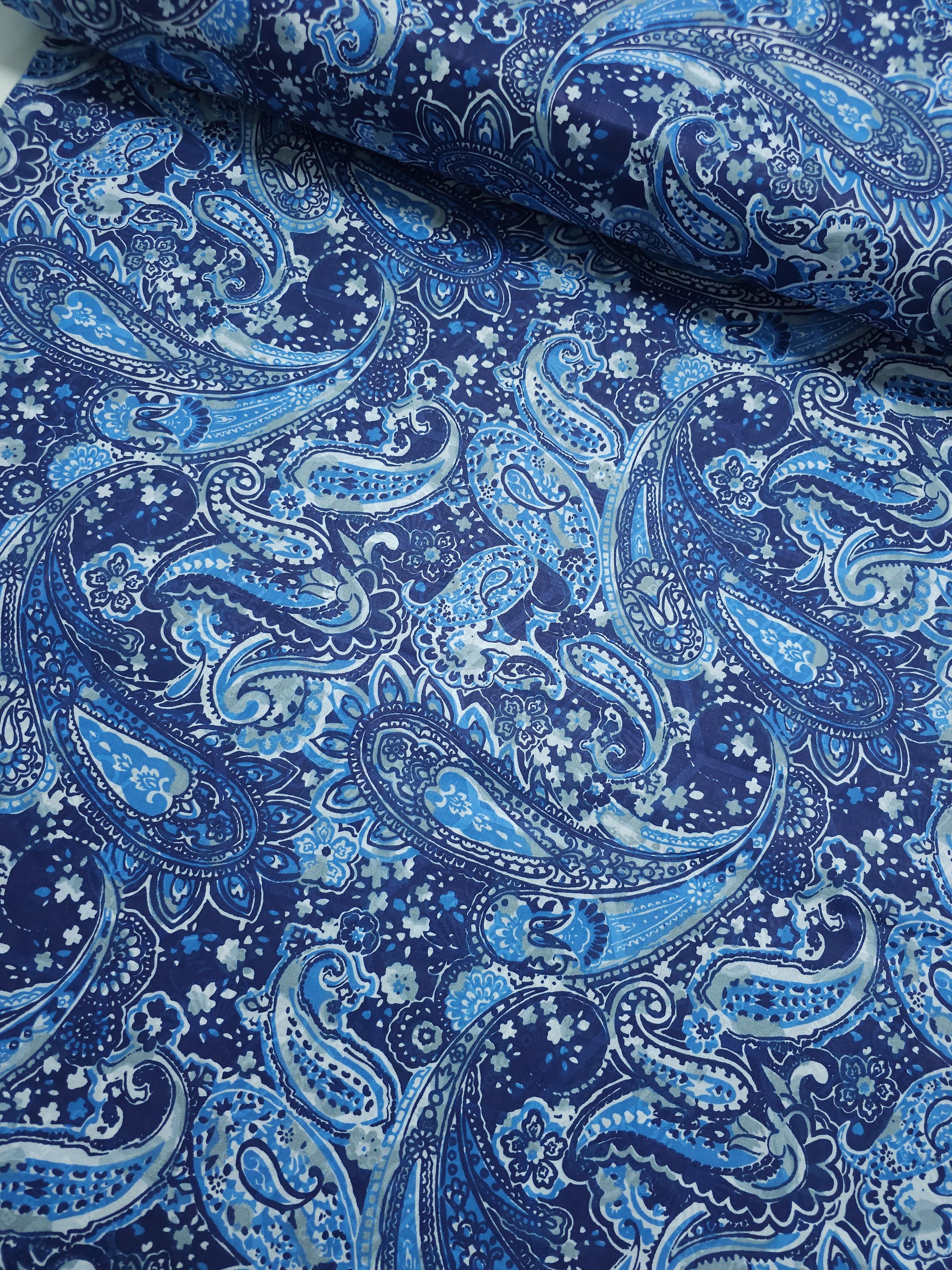 Blue Paisley 100% Cotton 94" *EXTRA WIDE*