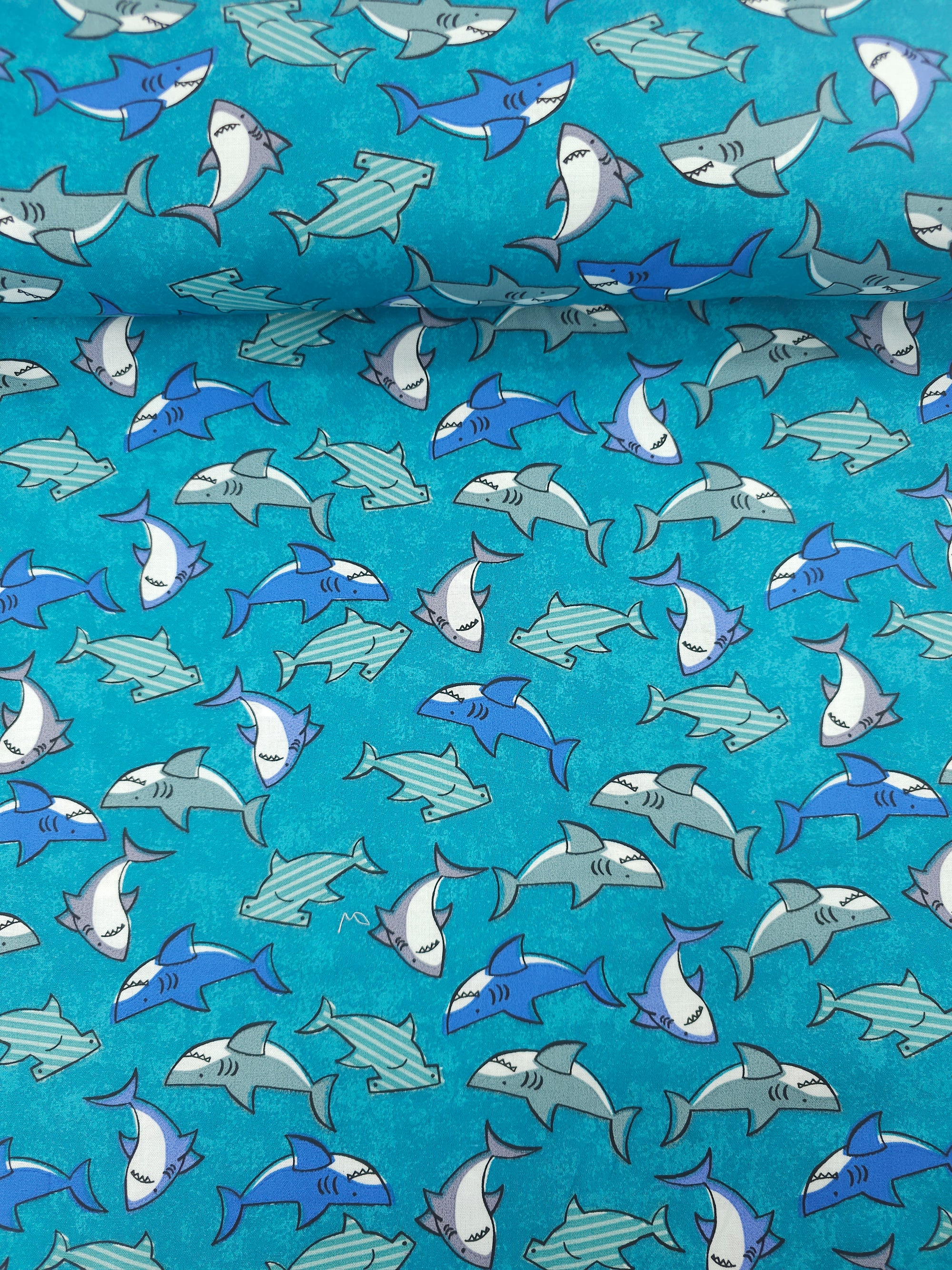 Teal Shark 100% Cotton
