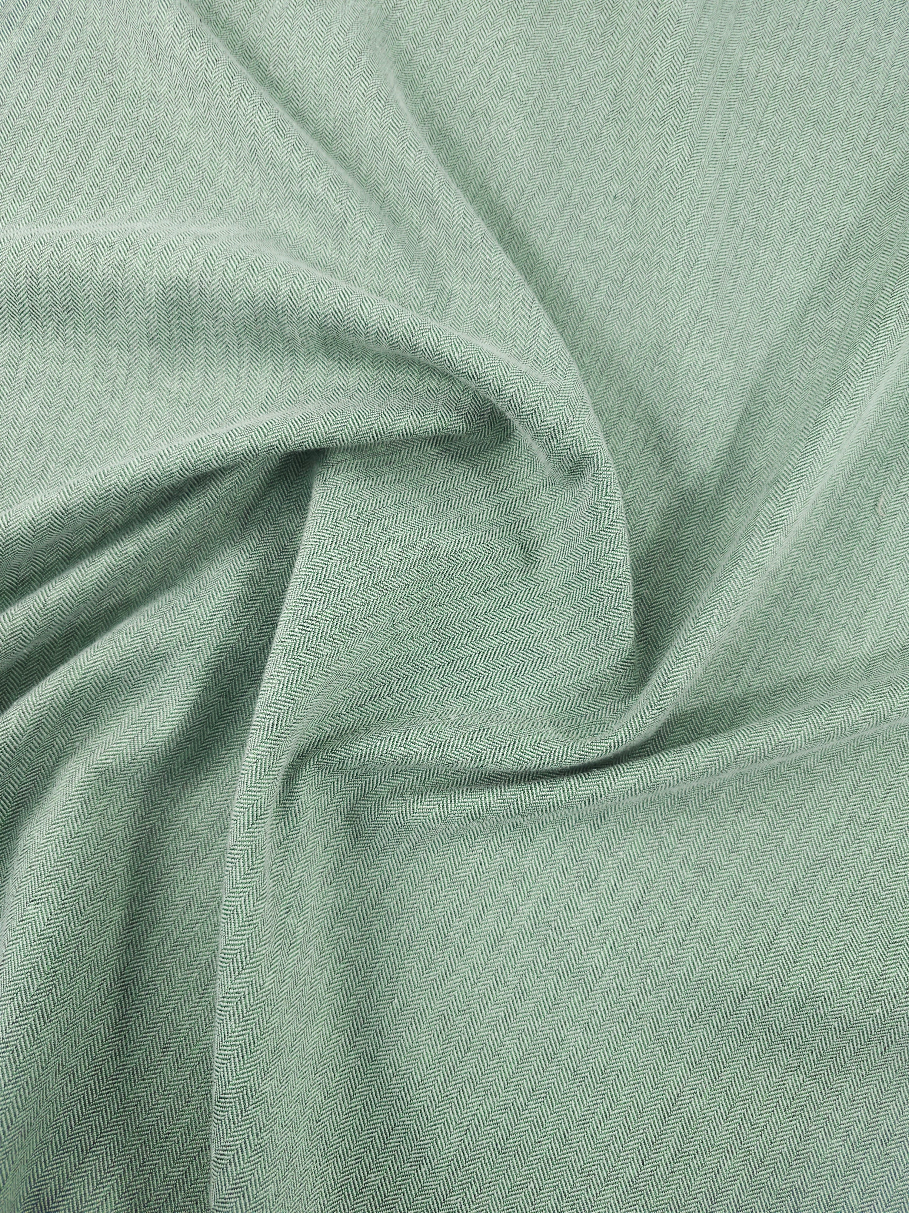 Mint Green Herringbone Chambray
