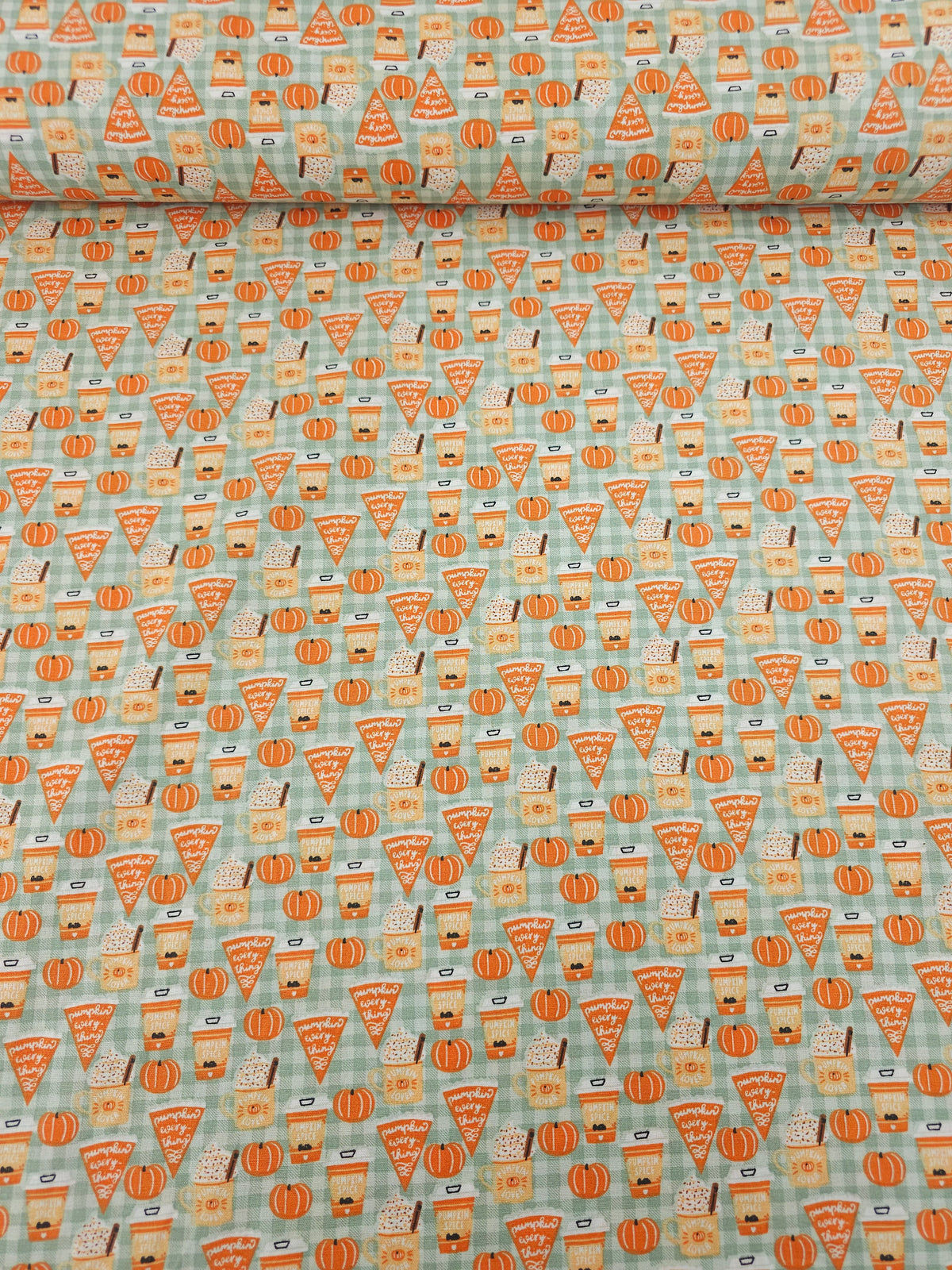 Gingham Pumpkin Pie Latte 100% Cotton