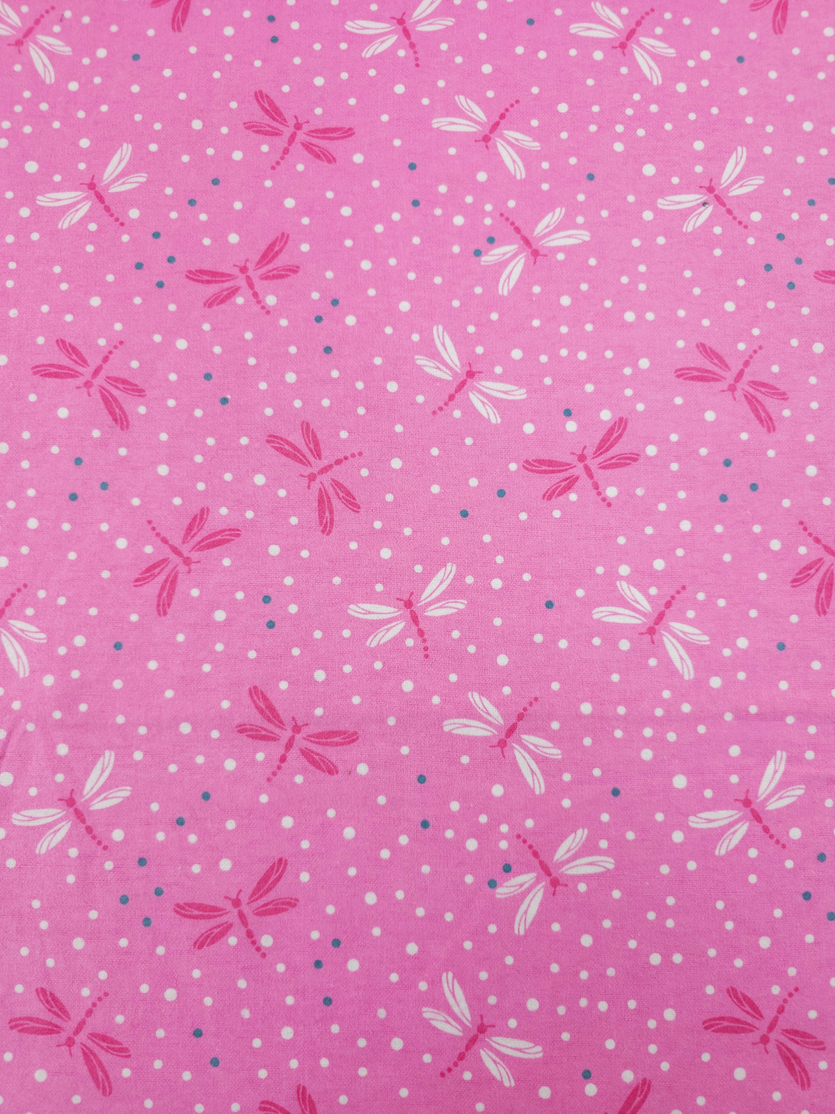 Pink Dragonfly Polka Lightweight Flannel Cotton