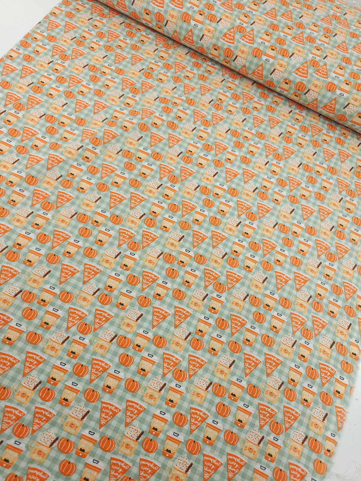 Gingham Pumpkin Pie Latte 100% Cotton