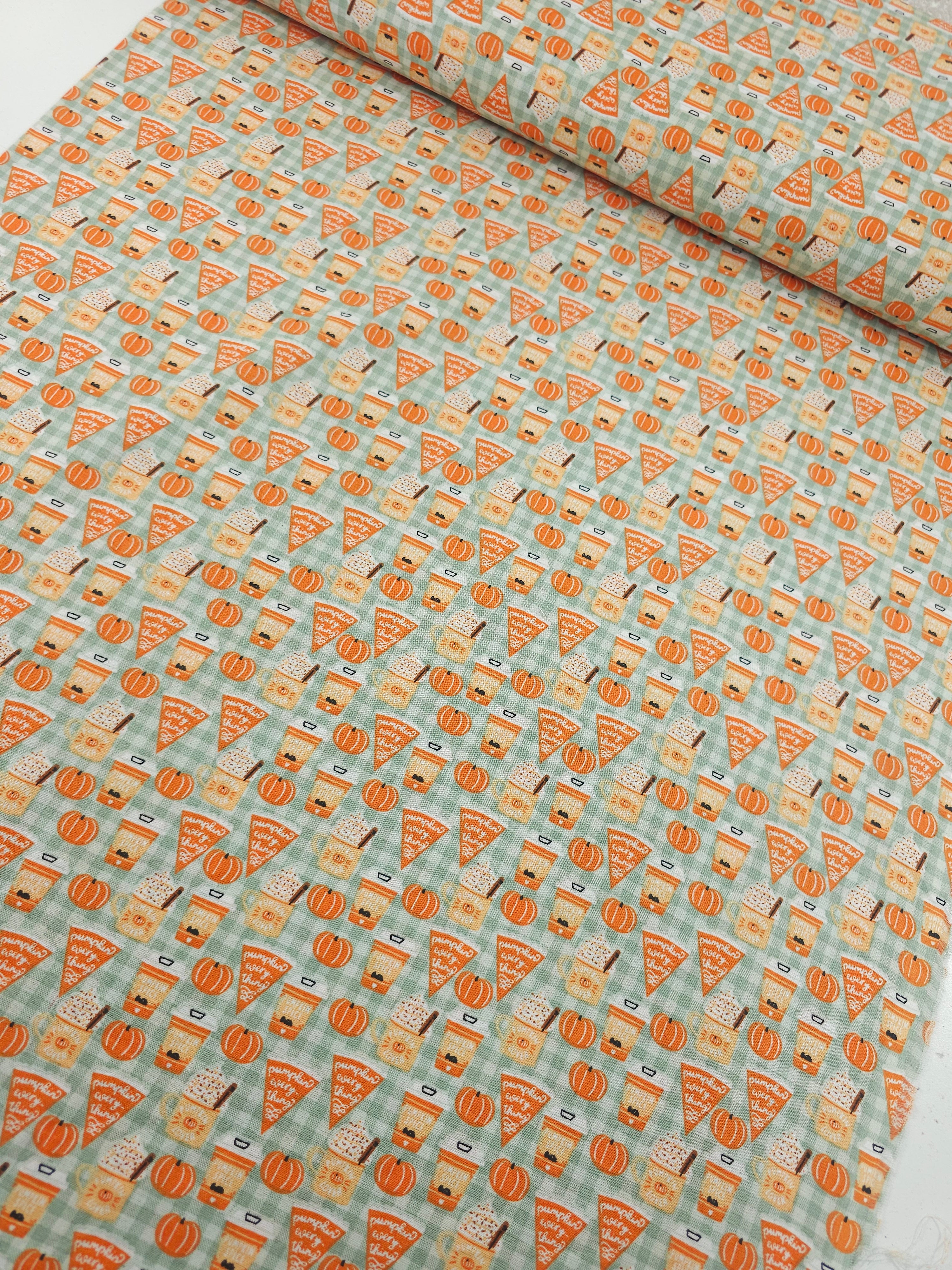 Gingham Pumpkin Pie Latte 100% Cotton