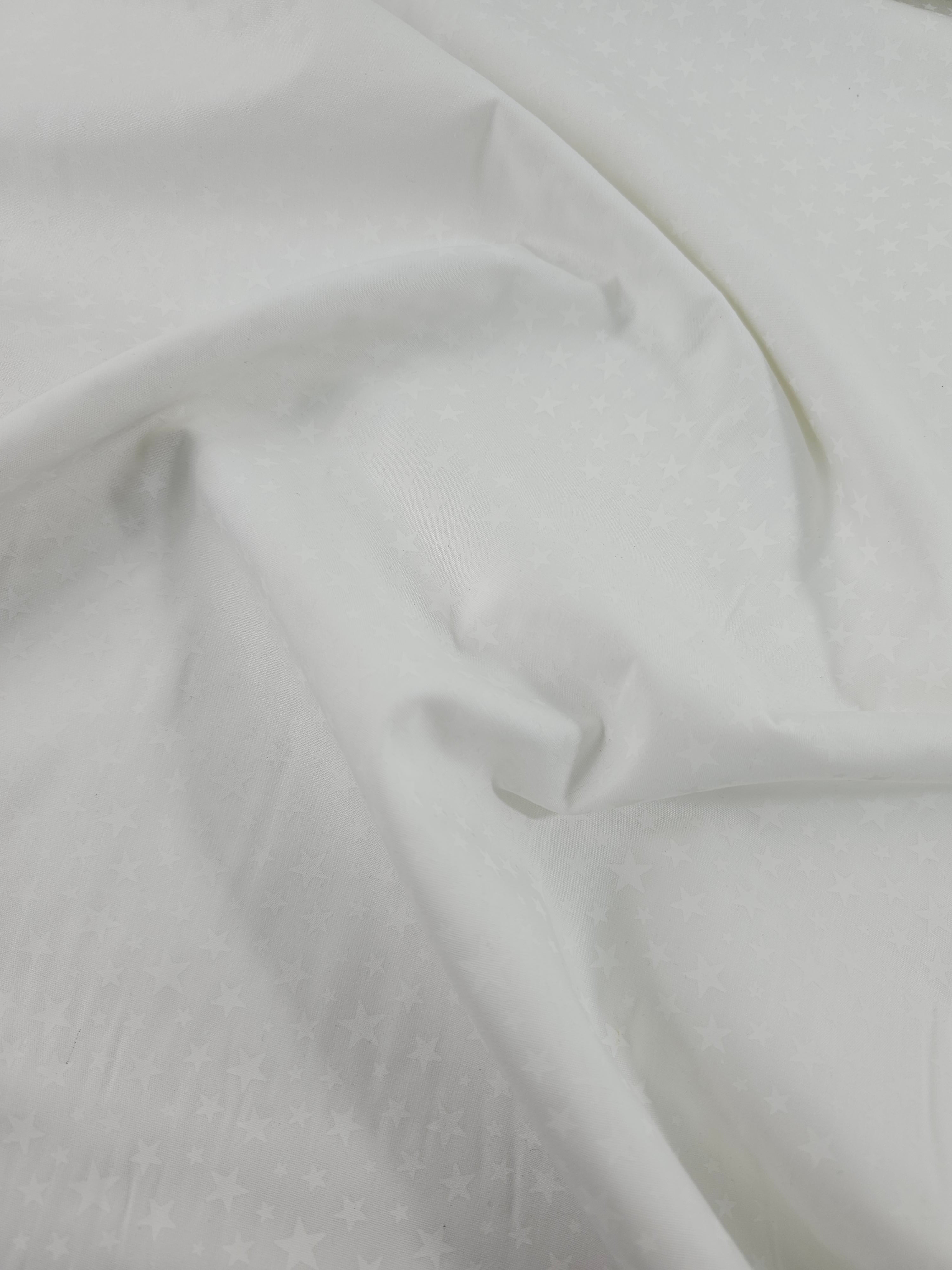 Mini Ditsy Stars White On White Tonal 100% Cotton