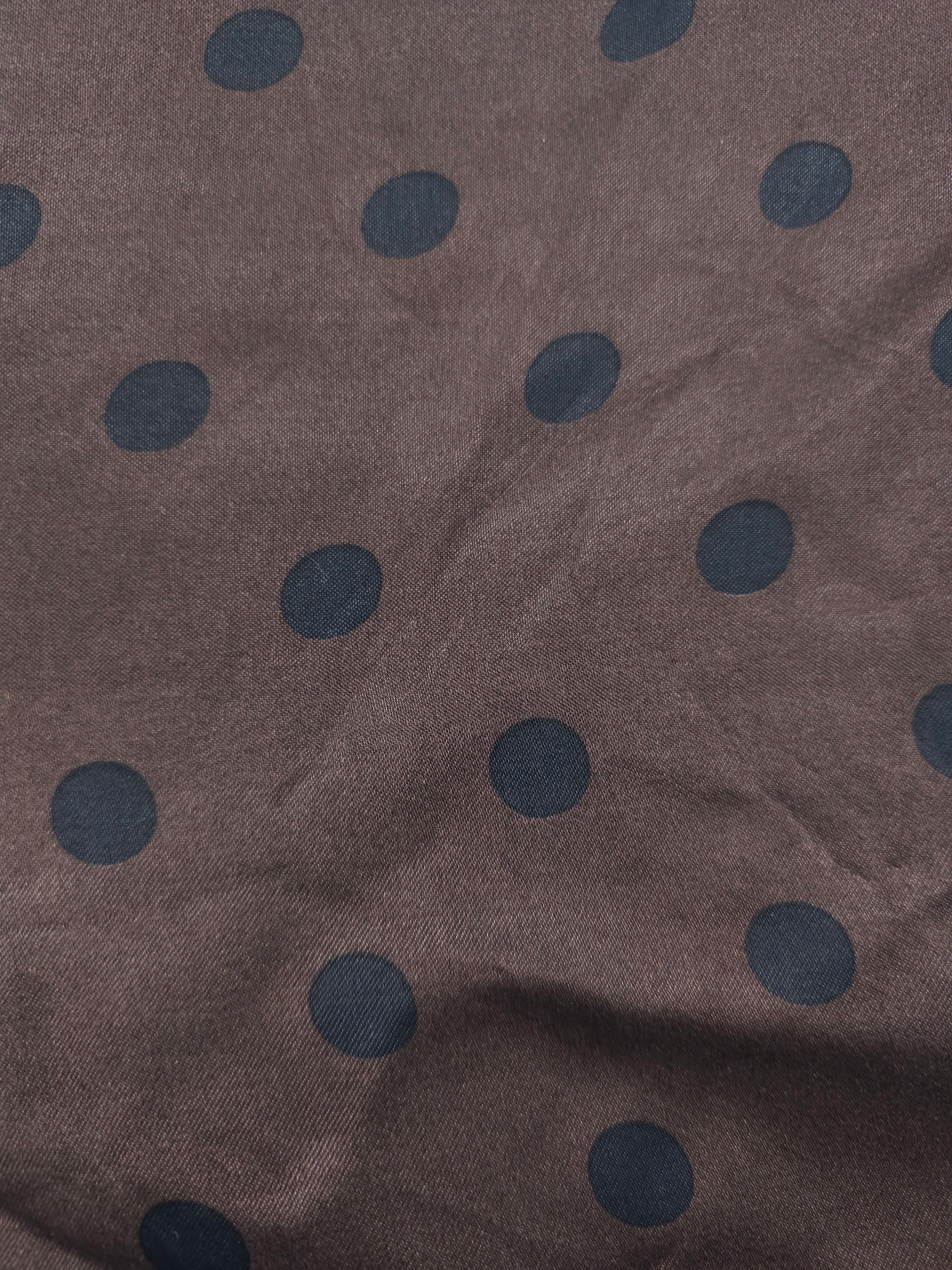 Brown black polka Viscose sateen- 3m piece