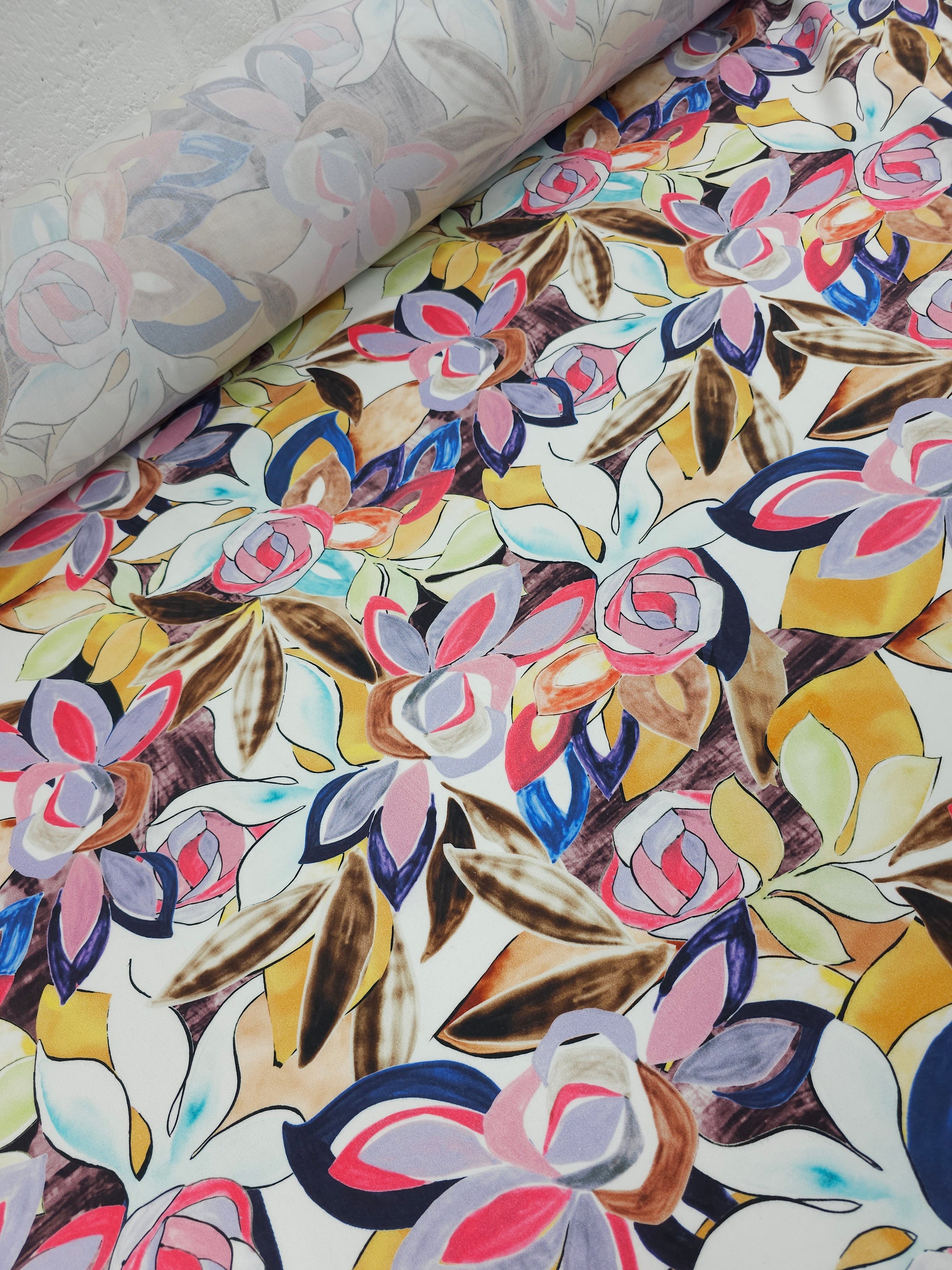 Washed Watercolour Floral Cotton Viscose