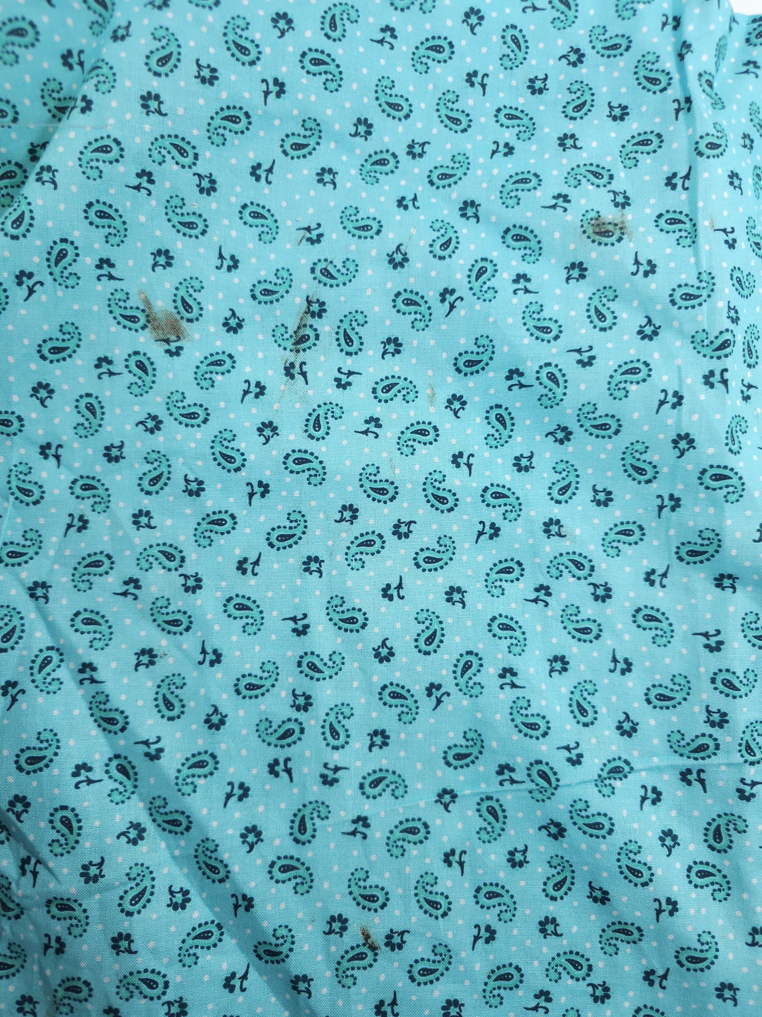 Turquoise Teardrops Cotton - 4m Piece