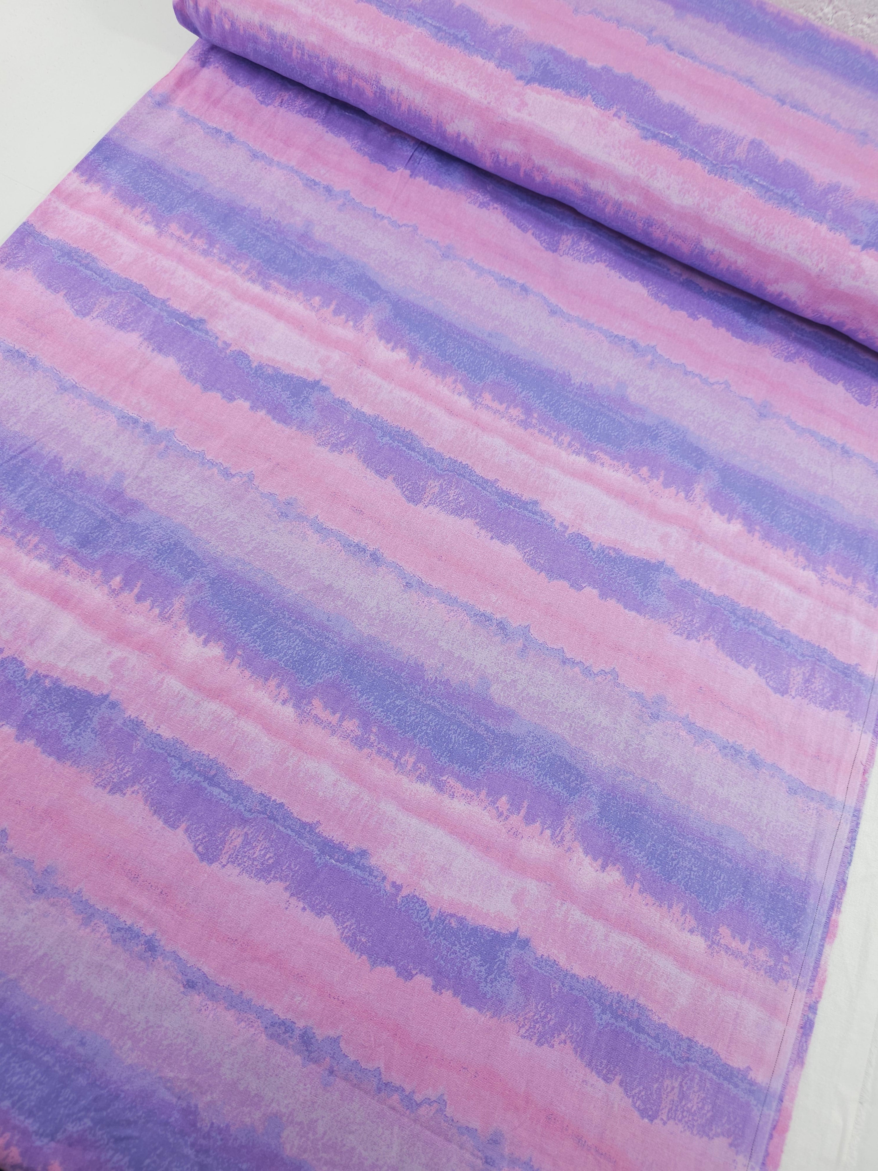 Lilac/Pink Block Stripe Diffusion 100% Cotton