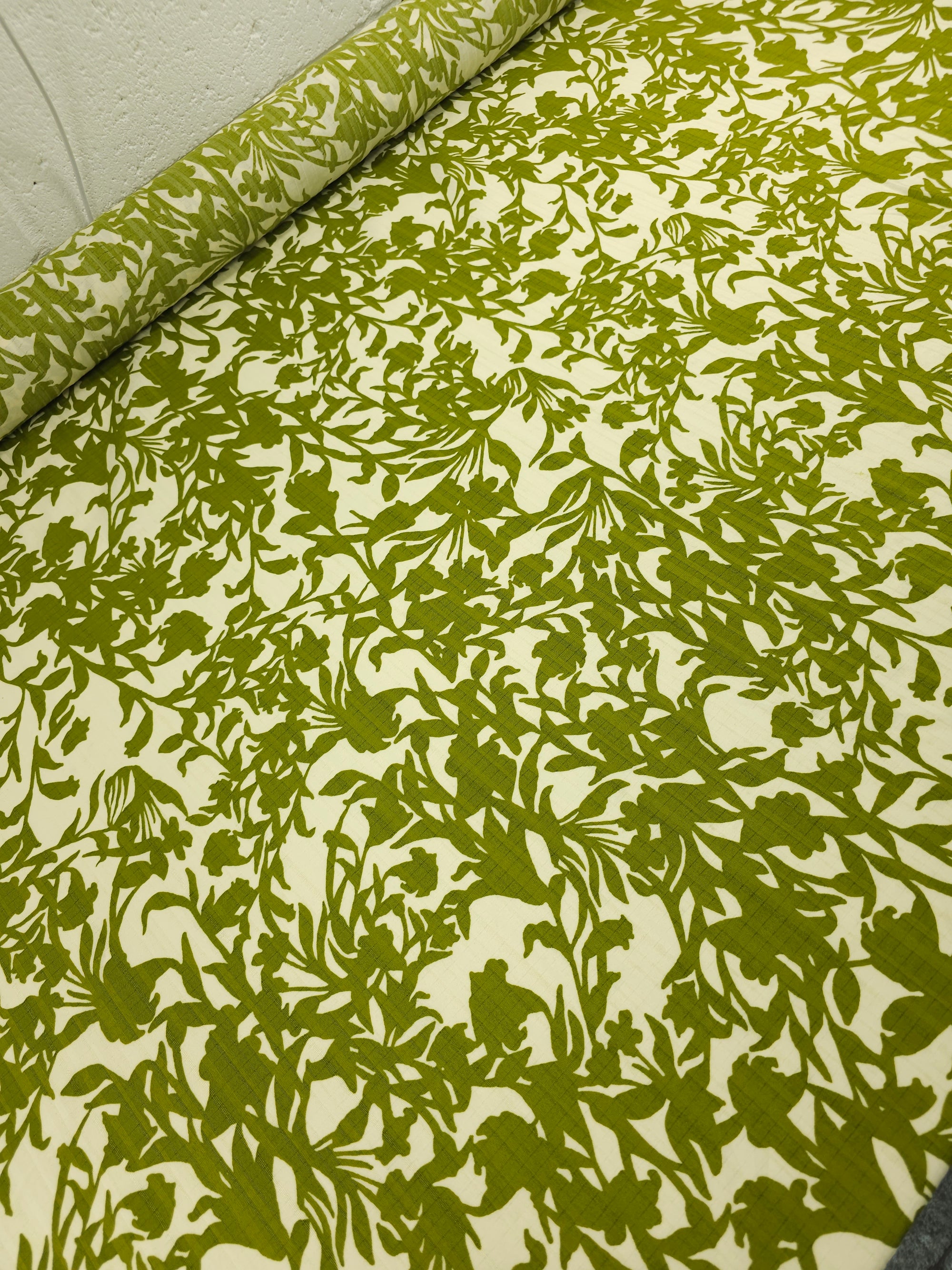 Deep Lime Leaf Branch Poly Viscose