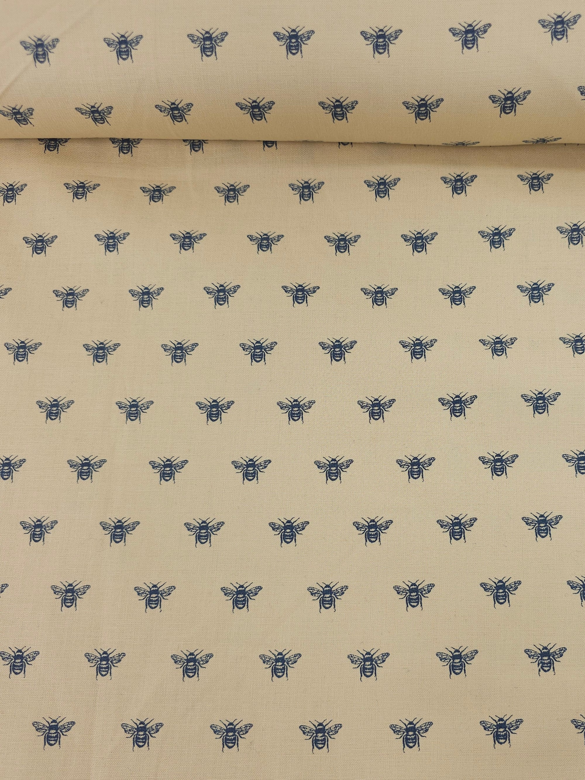 Tan Beige Bees 100% Cotton