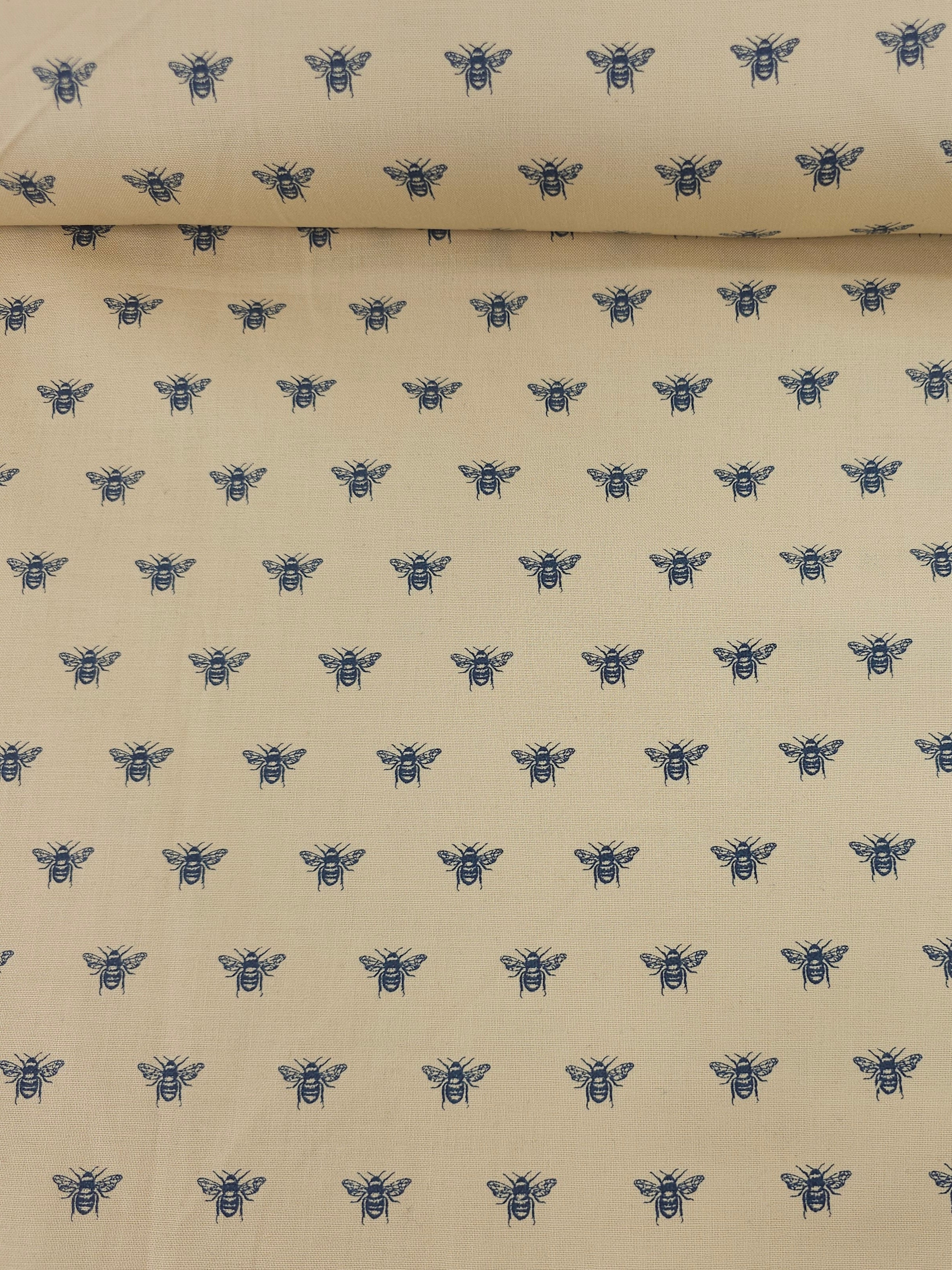 Tan Beige Bees 100% Cotton