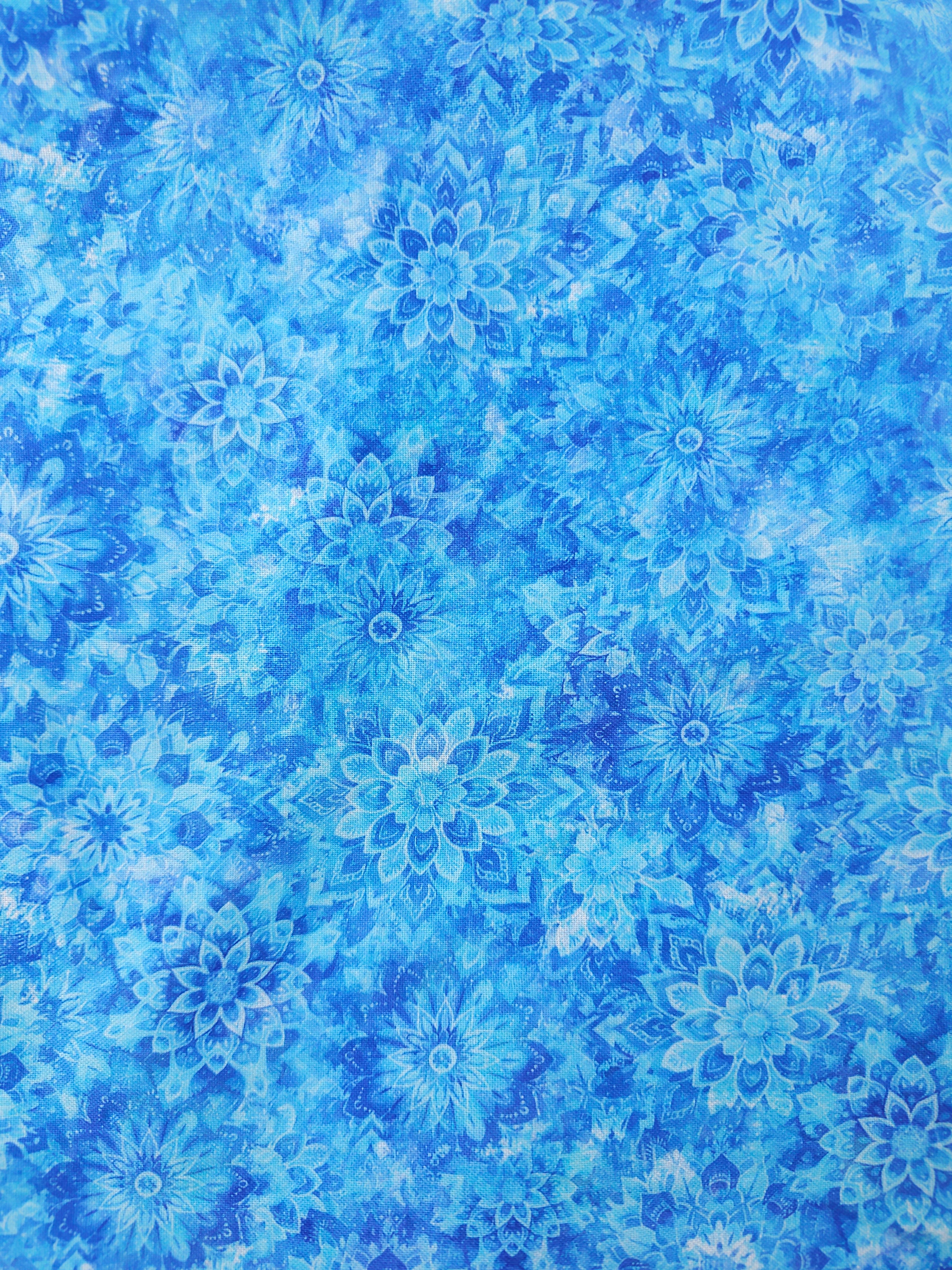 Blue mandala burst Cotton- 2m piece