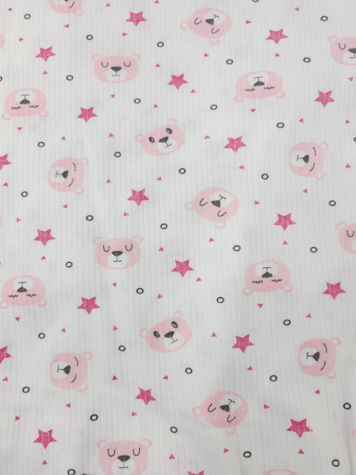 Pink star bear Tubular Ribbing (Various sizes)