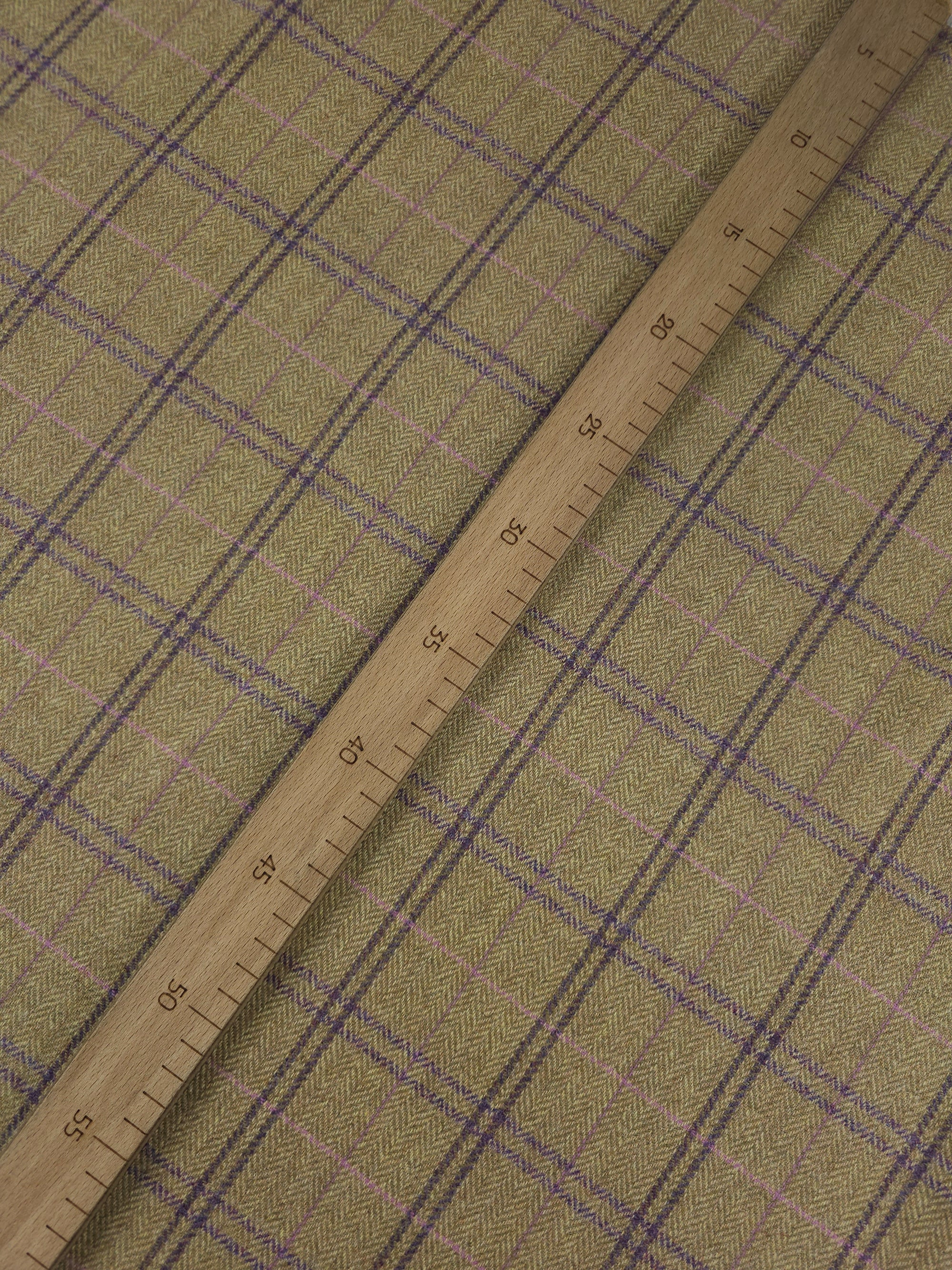 Purple/Sand Tartan Check Soft 100% Wool *ABRAHAM MOON*