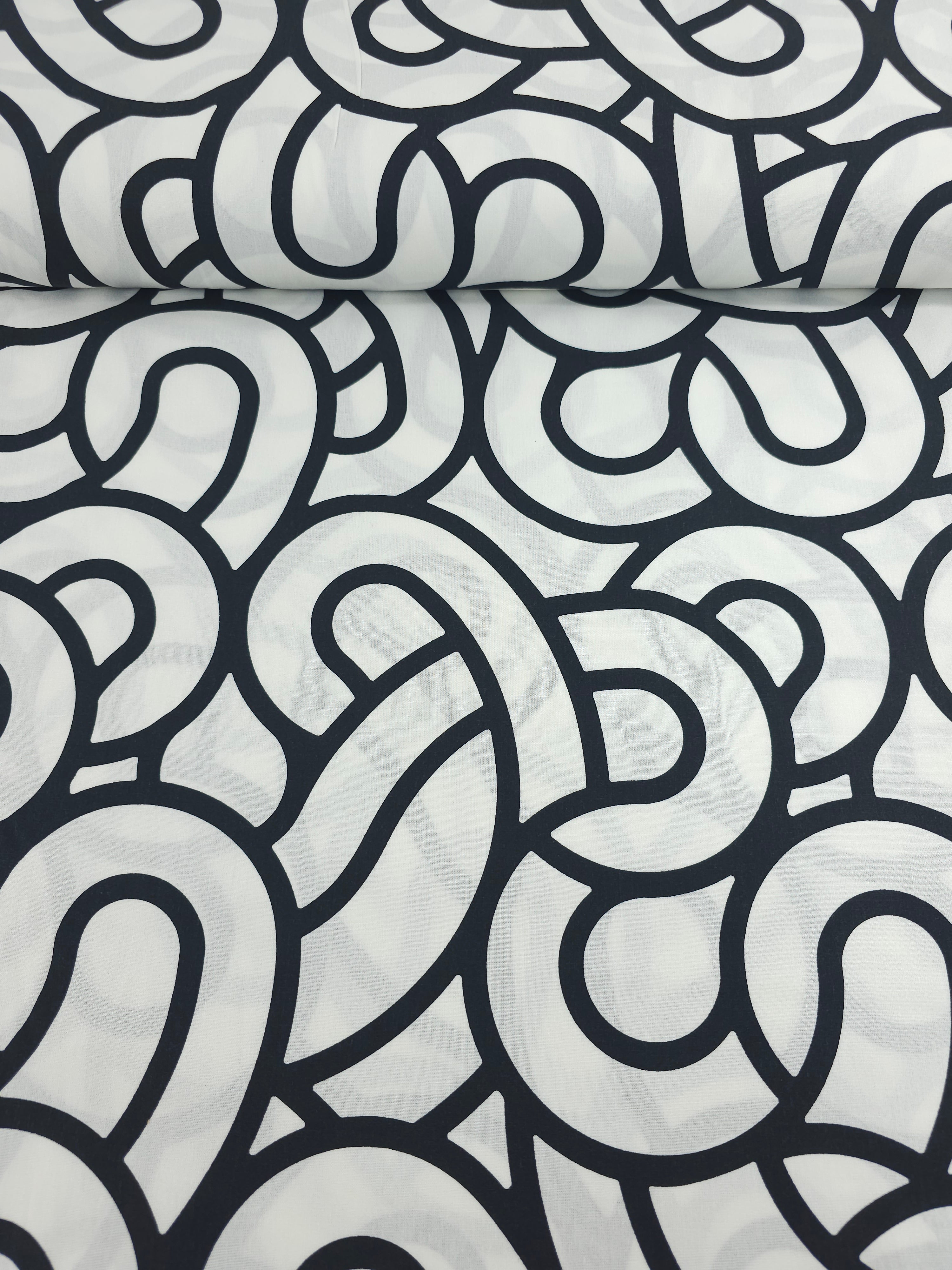 White/Black Small Knot Links 100% Cotton 90" - Ikea *EXTRA WIDE*