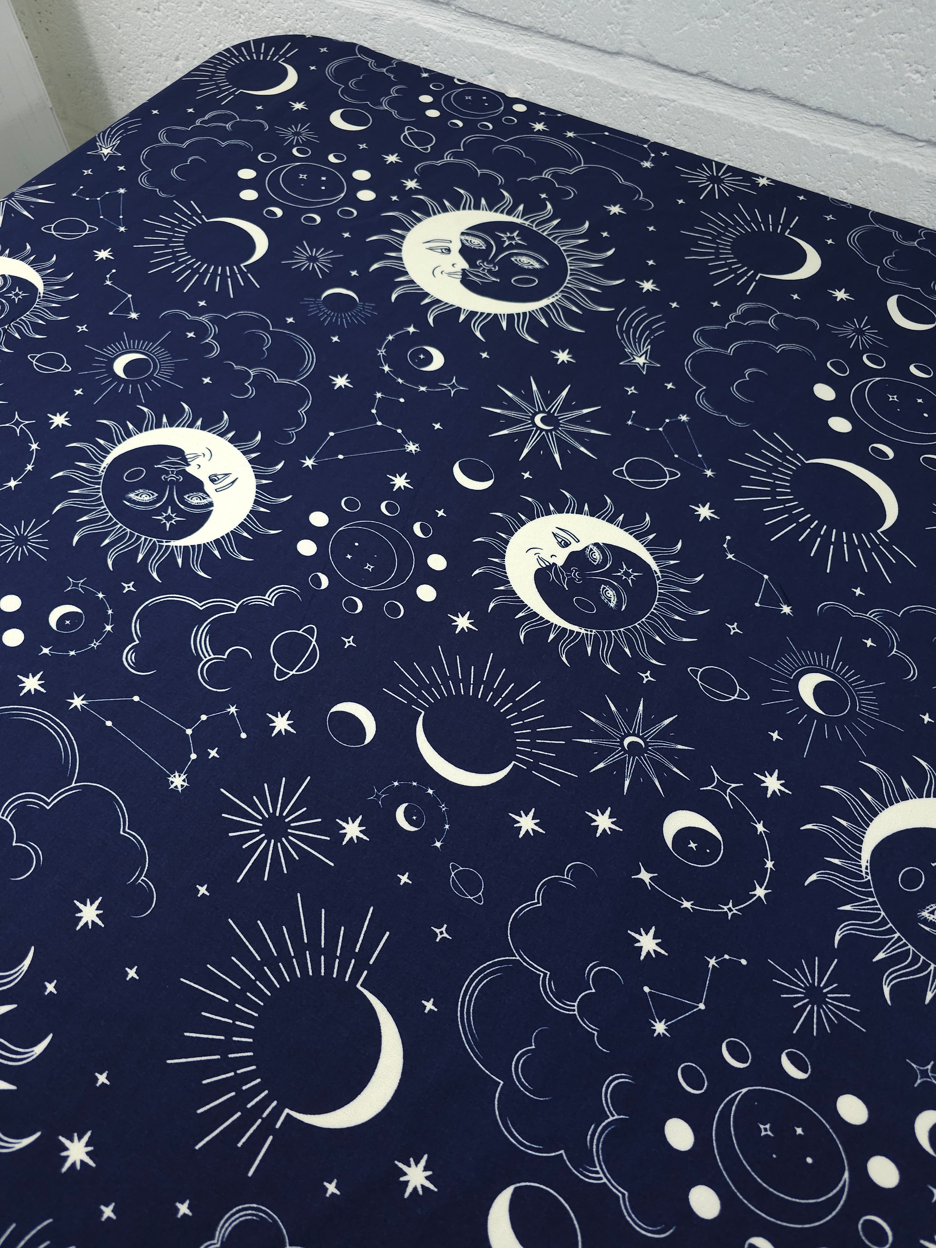 Navy Moon Constellation Viscose Challis