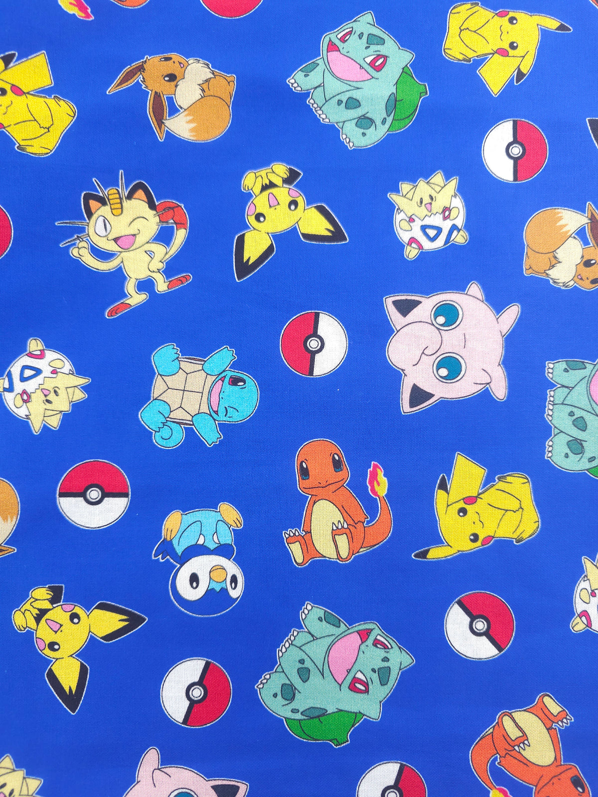 Blue Pokemon Cotton- 1.2m piece