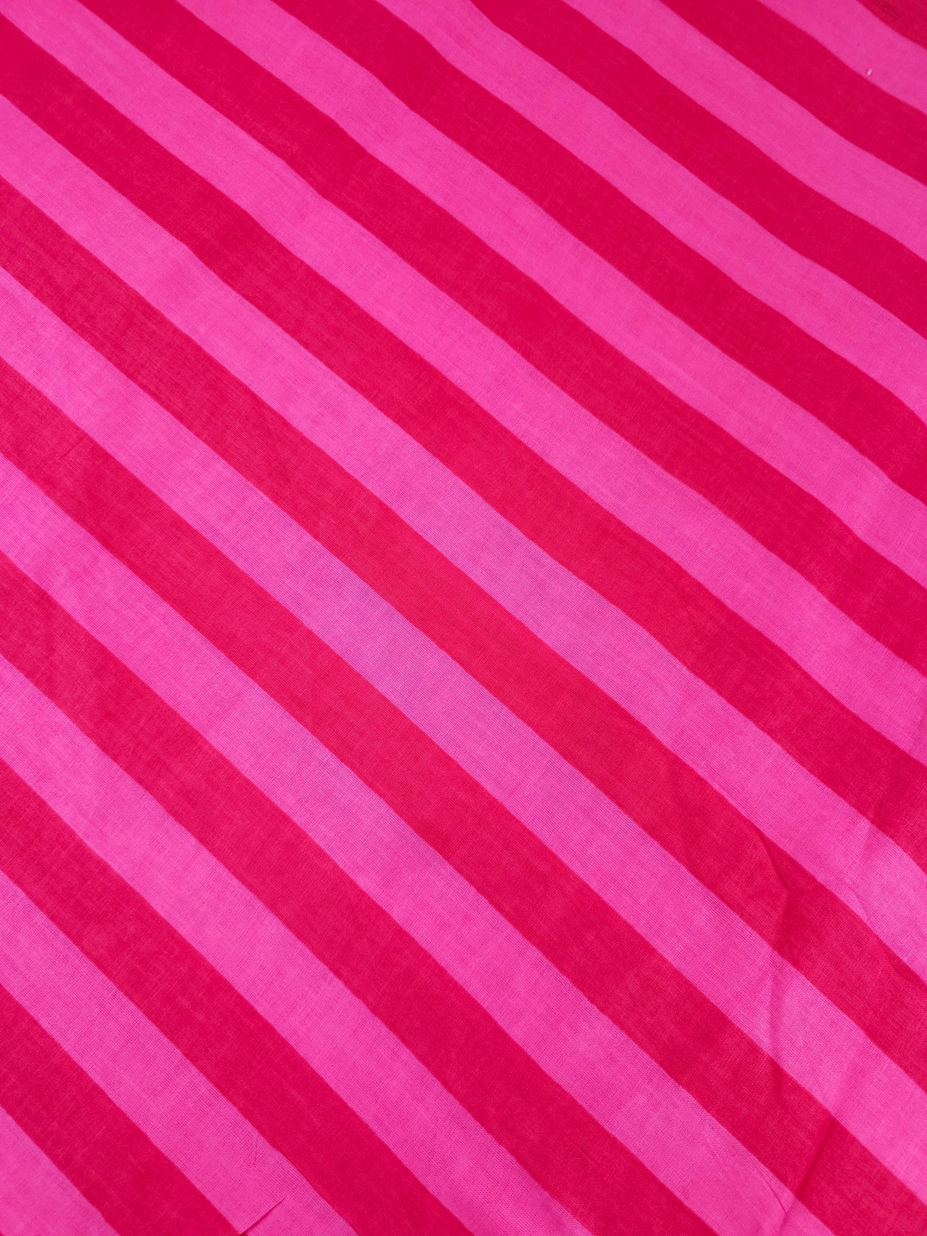 Pink/Berry Stripe Lightweight Cambric Cotton