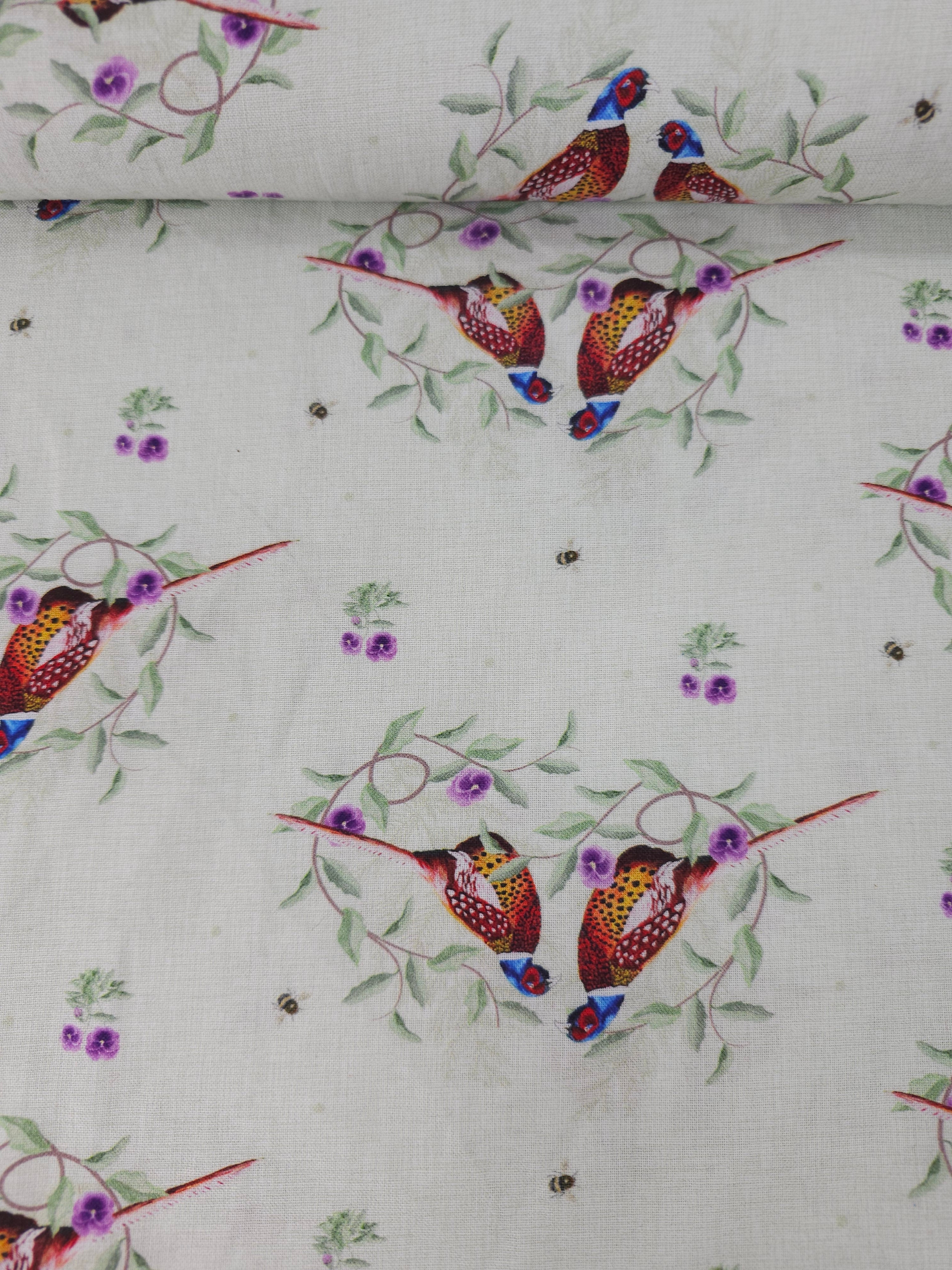 White Partridge Bird 100% Cotton