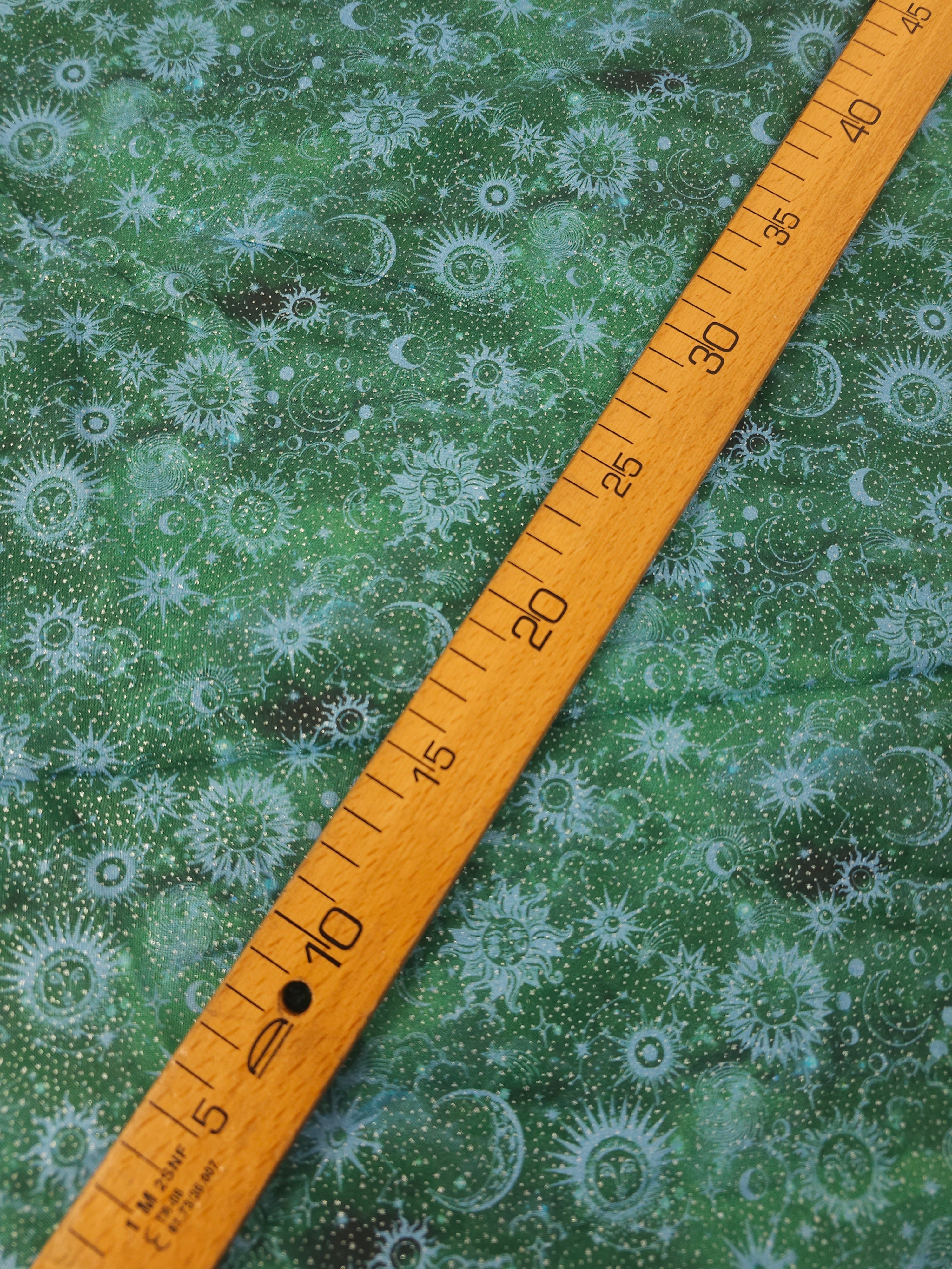 Green/Light Blue Celestrial Skies 100% Cotton - Benartex