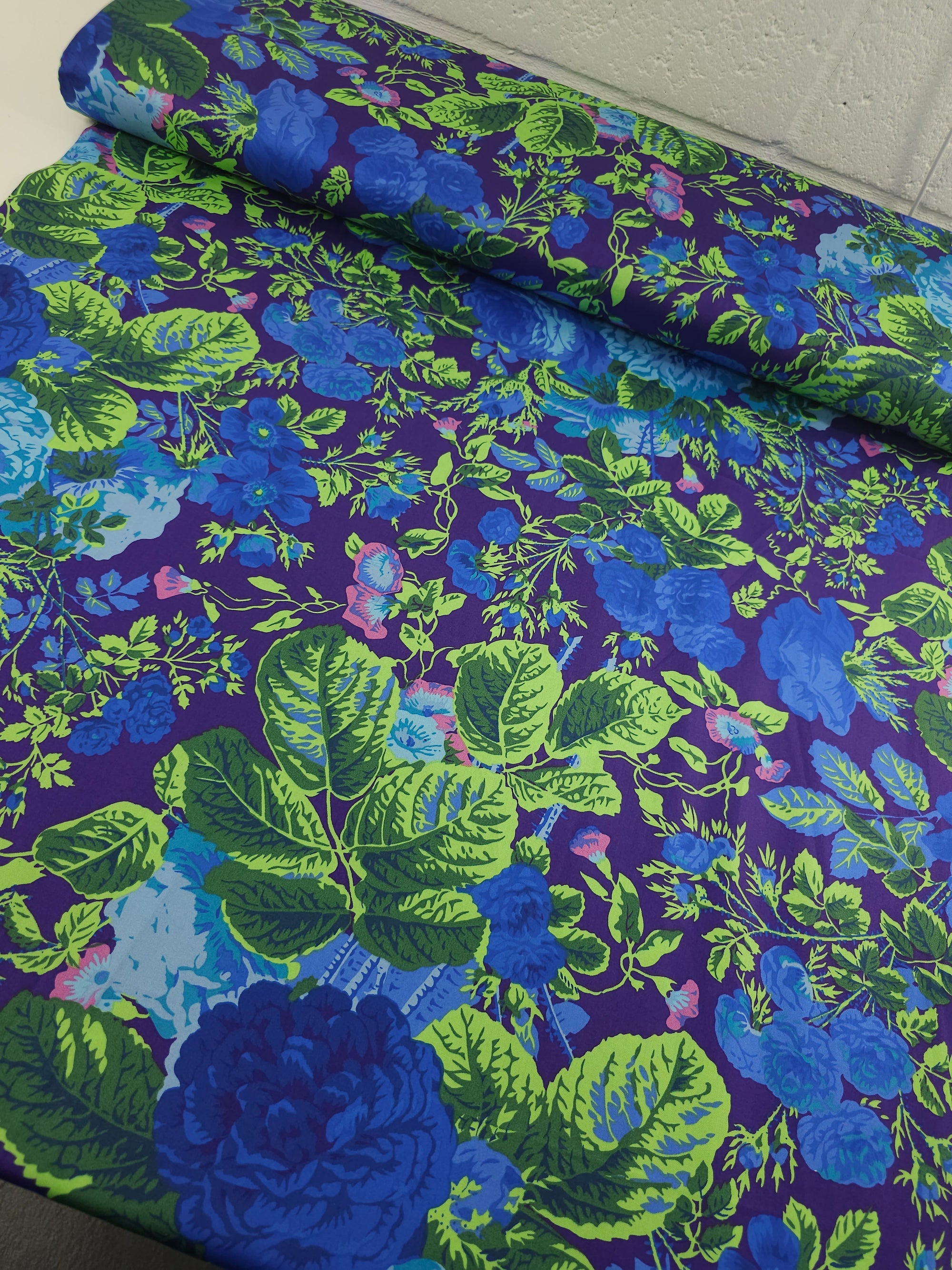 Deep Gradi Floral Cotton Sateen 106" - Kaffe Fassett *EXTRA WIDE*