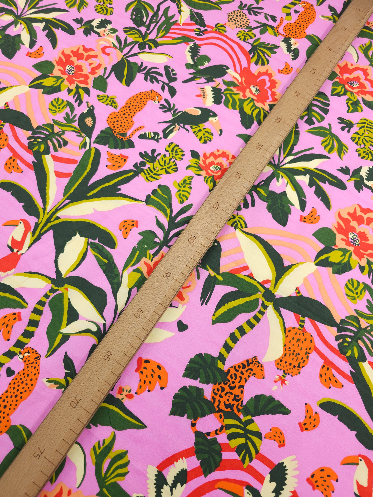 Fuchsia Jungle Animal Palm Cotton Poplin - Farm Rio