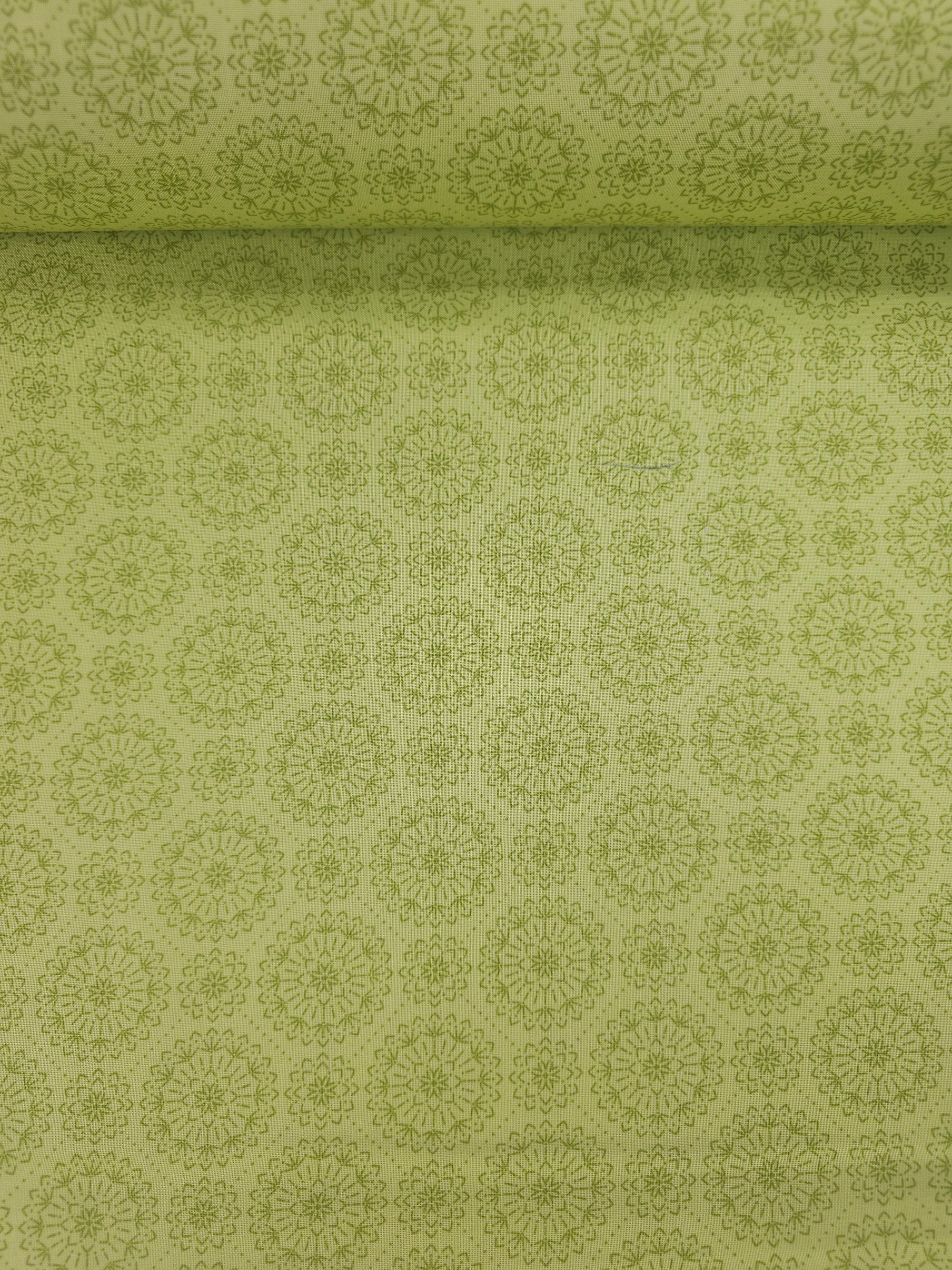 Lime Mandala Circle 100% Cotton - Benartex