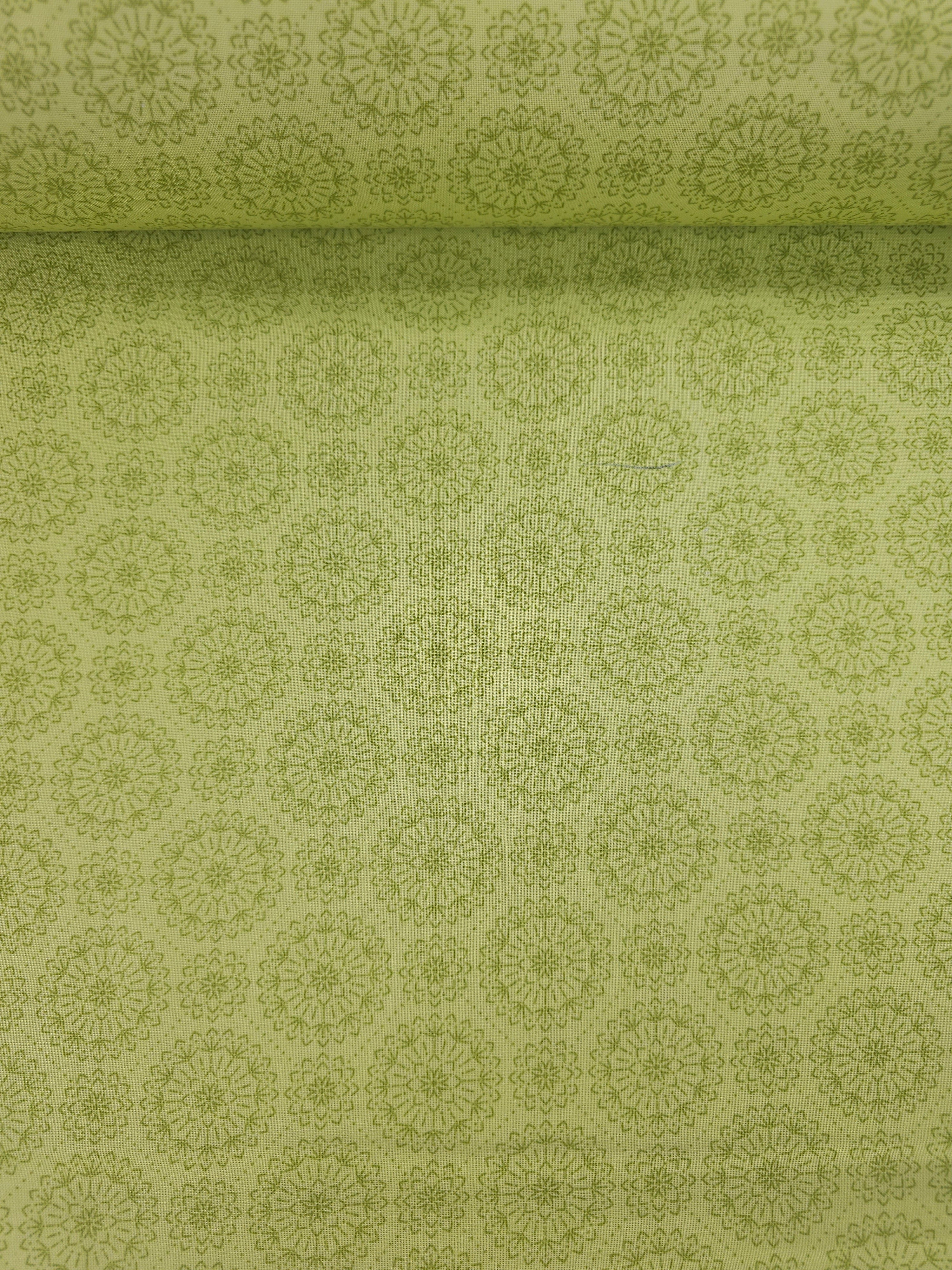 Lime Mandala Circle 100% Cotton - Benartex