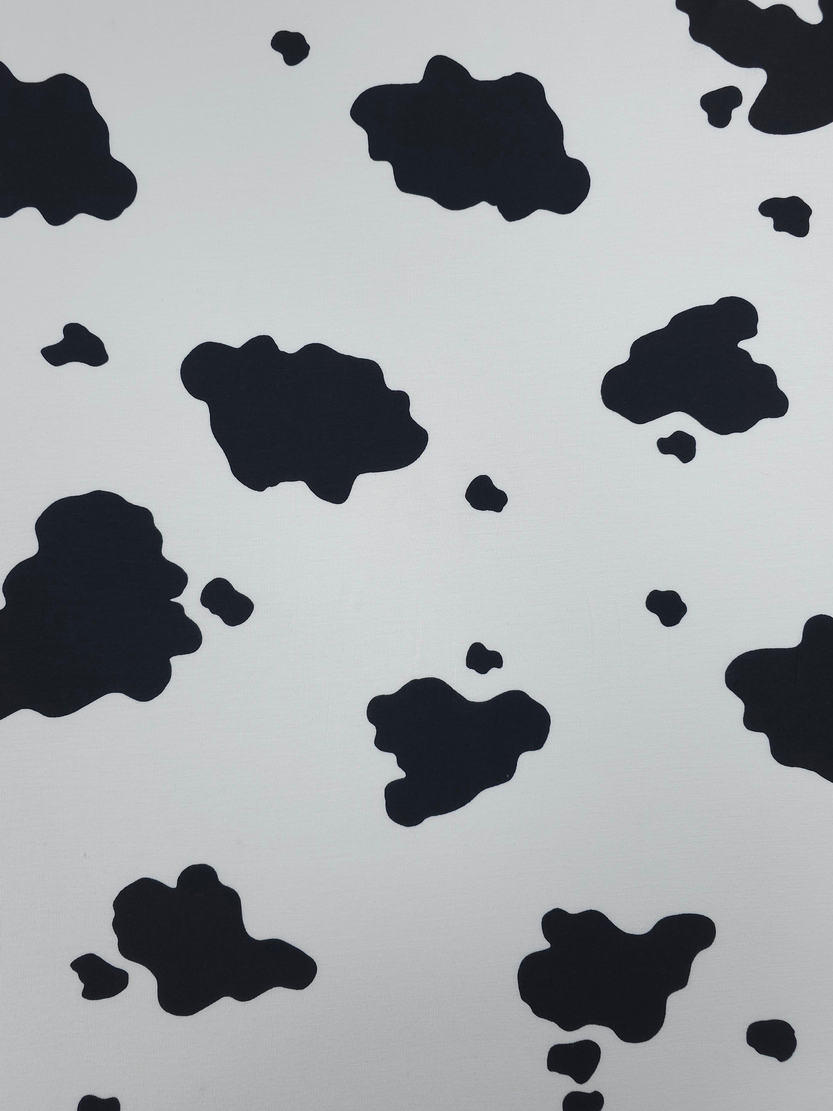 White/Black Cow Print Viscose Jersey